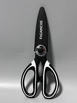 FACAINCXS Household Shears, Heavy Duty Meat Scissors, Dishwasher Safe Food Cooking Stainless Steel Utility Scissors, 8.5 * 3 * 1inch, Black