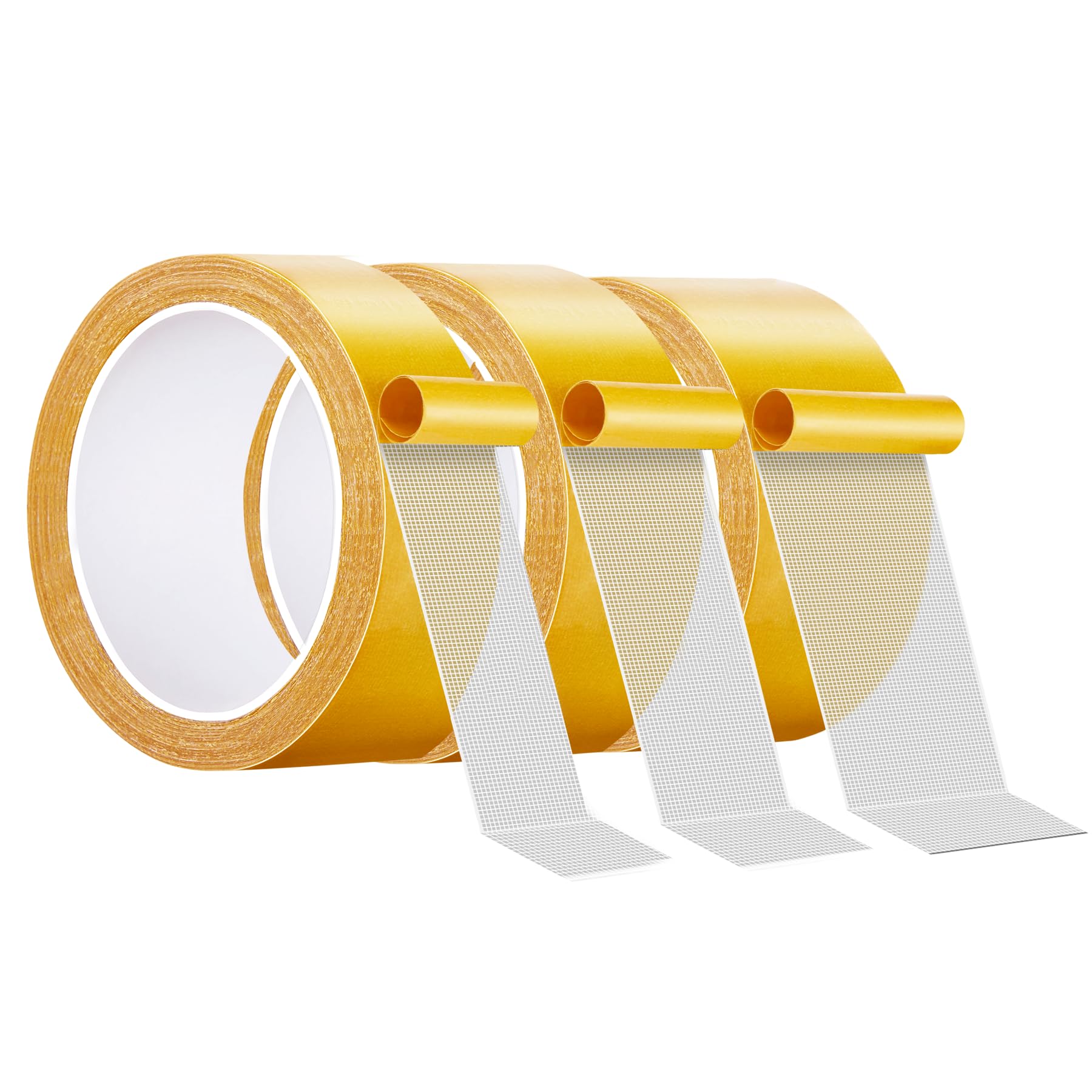 3 Packs Double Sided Fabric Tape Heavy Duty, High Stickness Strong 2 Sided Mesh Tape for Mounting Carpets, Floor, Wall Decor (0.79"-1.2"-2")