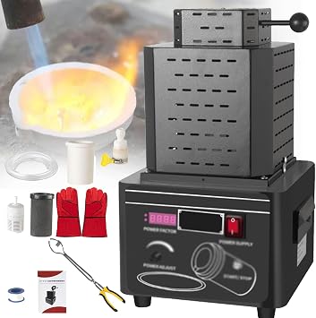Gold Melting Furnace,2kg/3kg Electric Digital Smelting Furnace,Automatic Electric Melting Furnace,5000W Smelter Kiln Kit,for Refining Casting Jewelry DIY,Black-2kg