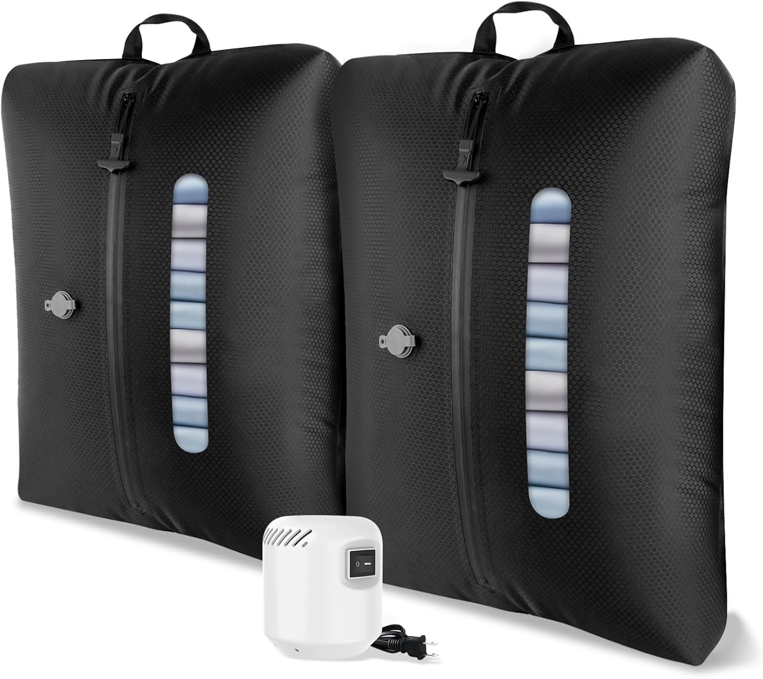 2025 Vacuum Bags for Travel with See-Through Window & 5KPa Pump Space Saver Vacuum Seal Bags for Clothing Travel IP67 Reusable Packing Organizers for Luggage, Backpack, Suitcase Black 2PC+Pump