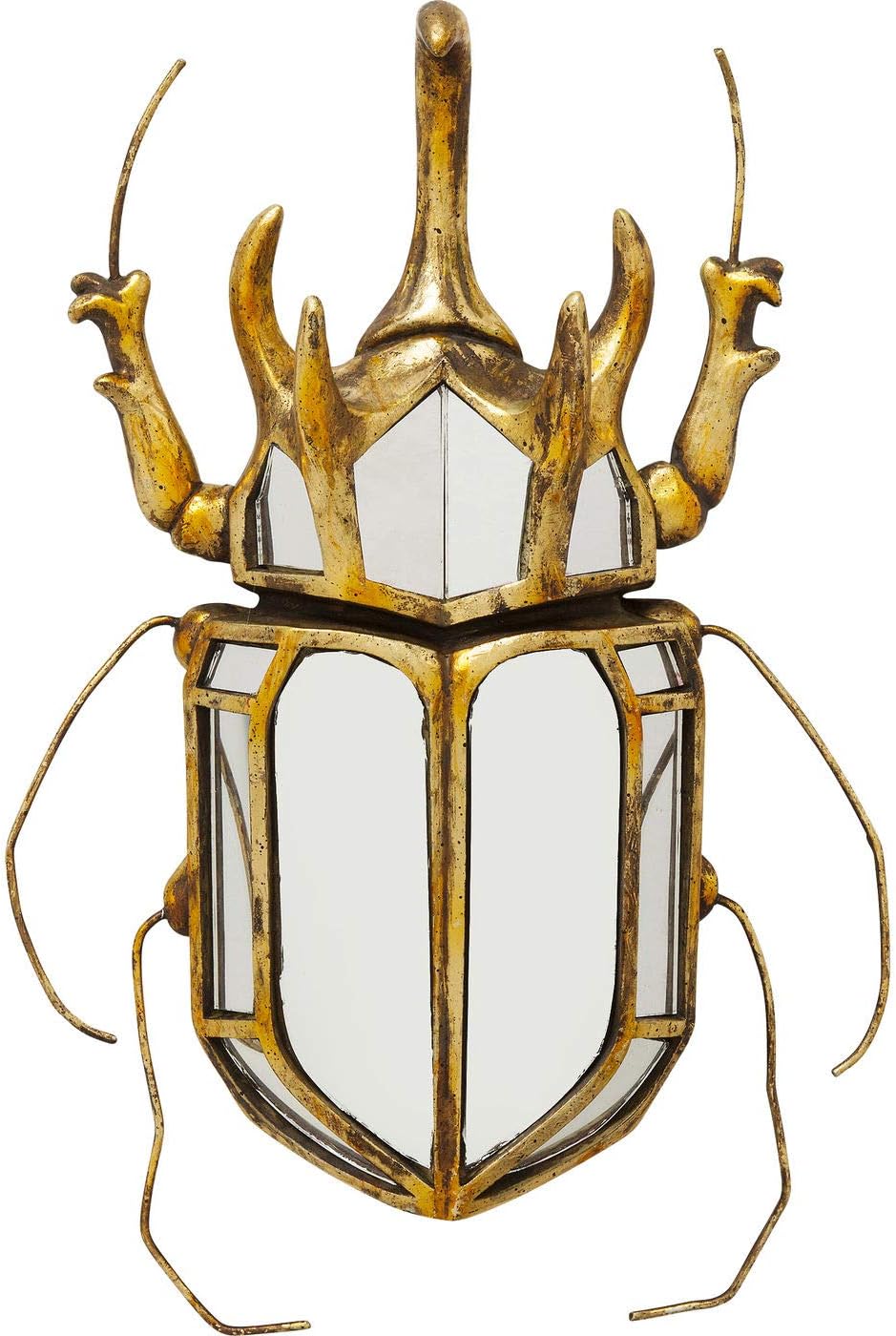 Kare Design Wall Decoration Beetle Mirror, Gold, Glass Mirrored, Bug Shaped, Vertical Wall Mounting, Accessoires for Living Room, Bedroom, Floor, Childrens Room, 39x25x6 cm (H/W/D)