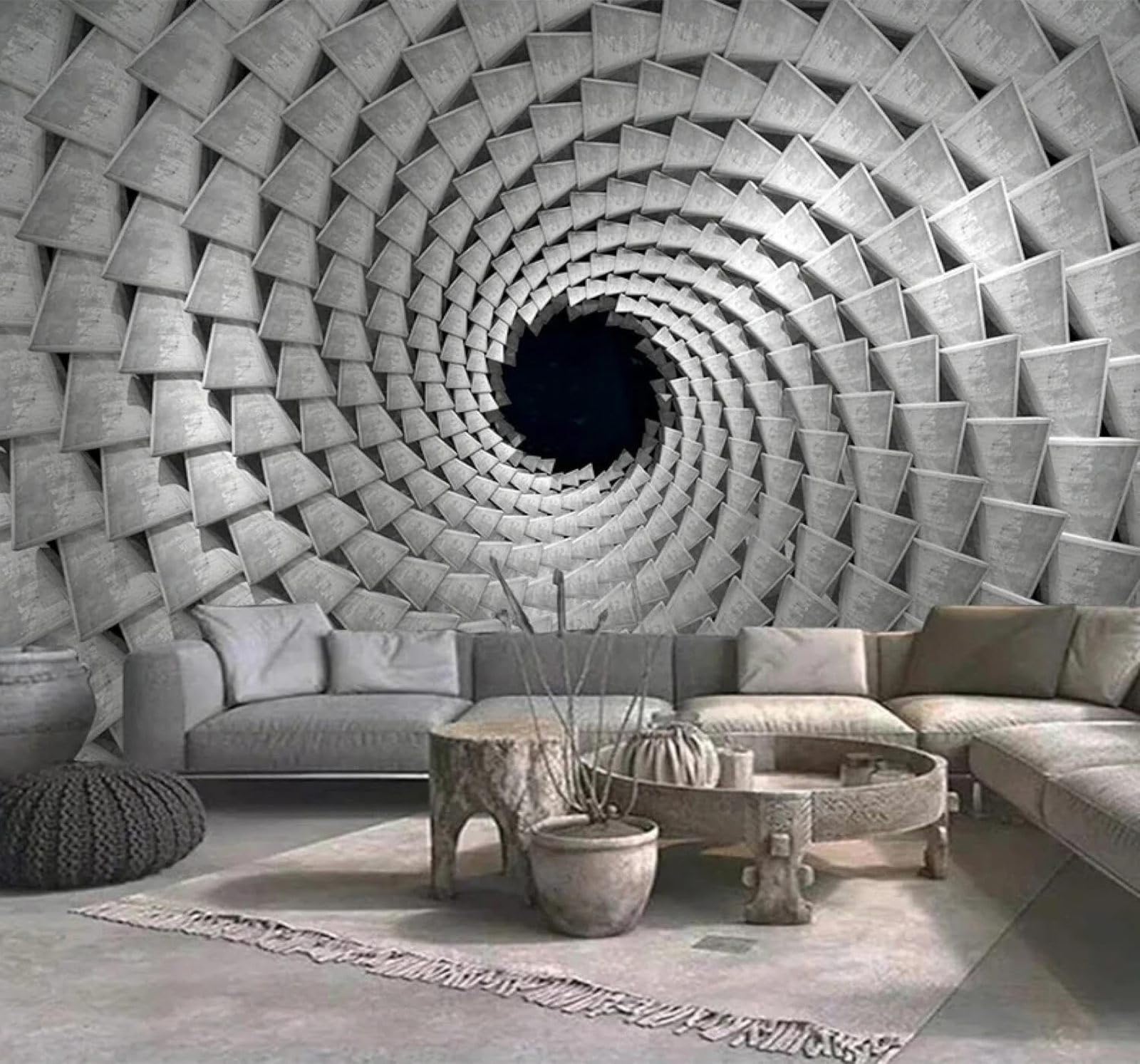 Xlming 400Cm×280Cm(B×H) Abstract Concrete Wall Tunnel Expanded Space Individuality 3D Wallpaper Luxury Home Dining Decor Paste Sofa Living Room The Wall For Bedroom Mural-400Cm×280Cm