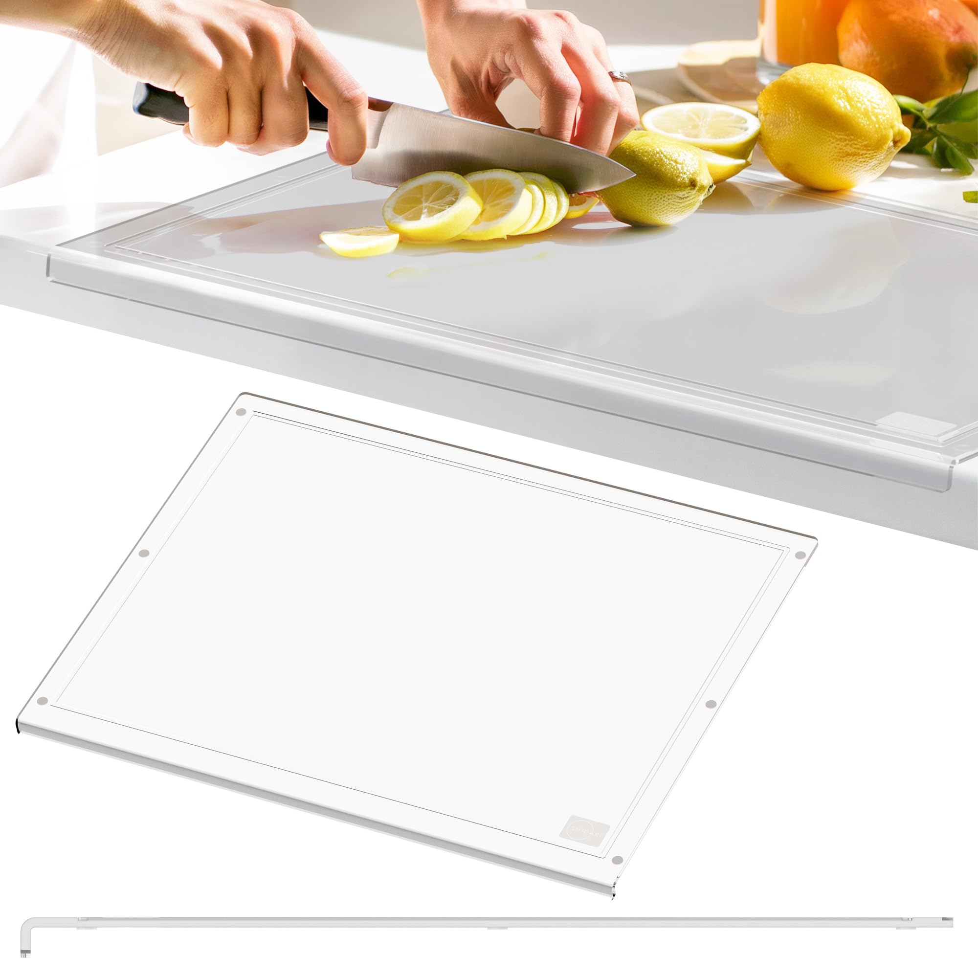 Extra Large Acrylic Cutting Board 24x18 Kitchen Counter with Lip | 5mm Extra Thick | Juice Groove | Kitchen Gadget