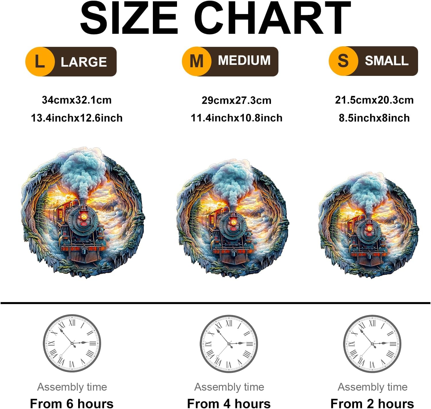 Wooden Puzzles for Adults, Wooden Flat Puzzles with 3D Visual Effect, Steam Train Puzzles, Birthday Gifts for Women Men (L-13.4 * 12.6in 270pcs)