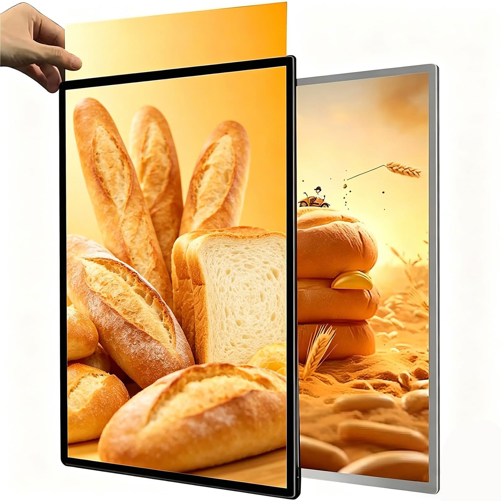Caja de luz LED, marco ultra delgado con vidrio templado, tablero de menú retroiluminado iluminado para restaurantes, bares, cafeterías, tiendas, tamaño A4