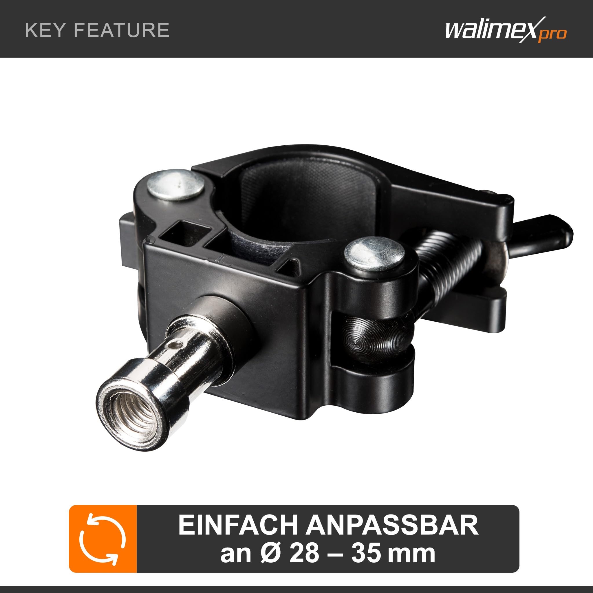 walimex Pince avec spigot Ø28mm-35 mm