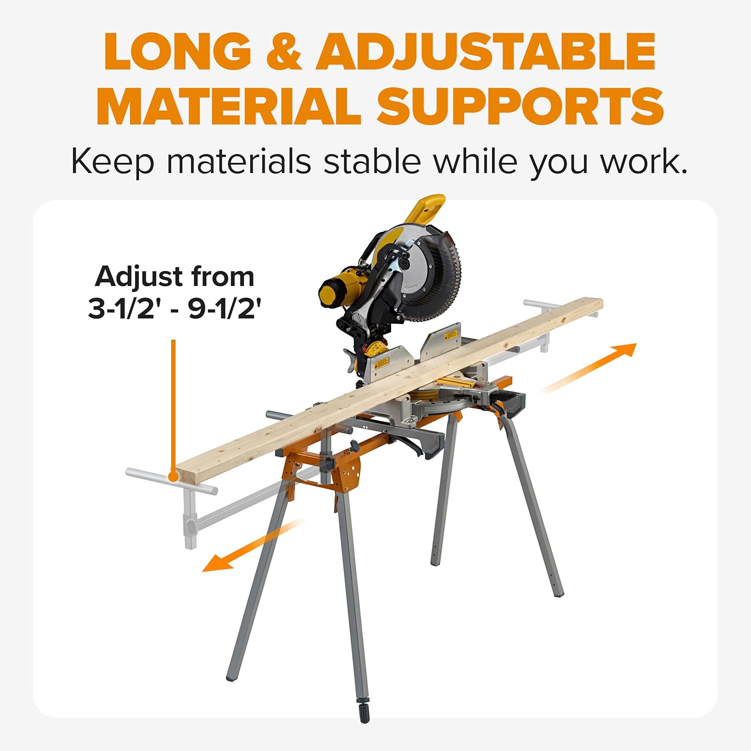 BORA Portable Miter Saw Stand 2nd Generation - Quick release Tool Mount - 114 Inches of Material Support - Universal Folding Compound Mitre Saw Stand fits Dewalt, Milwaukee, Ridgid, Bosch Chop Saws PM-4020