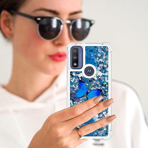 Miniatura 6 de Funda para Moto G Play 2023, Moto G PureG Power 2022 con protector de pantalla, para mujeres y niñas, con purpurina líquida, flotante, linda funda
