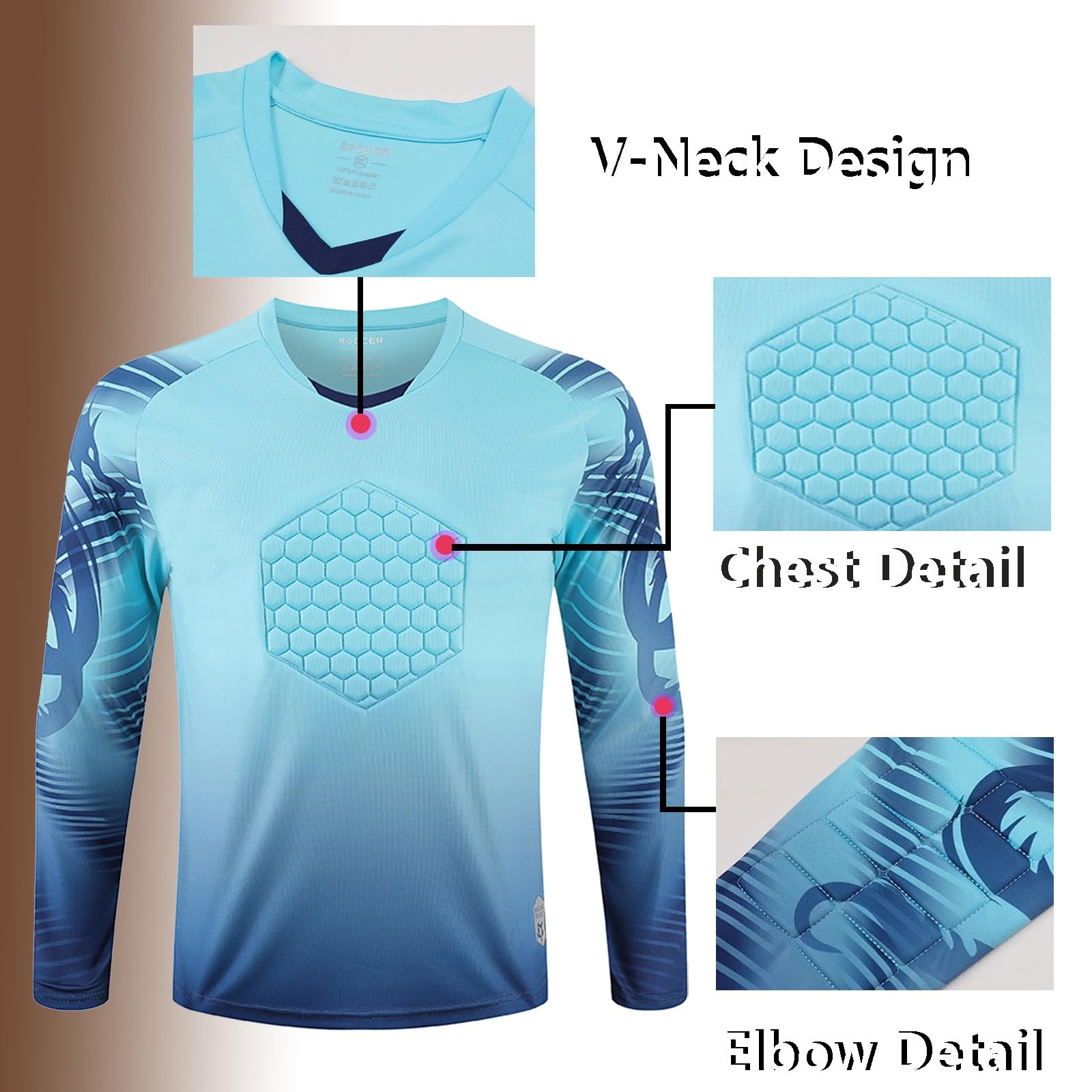 Torwarttrikot Personalisieren für Kinder, Benutzerdefiniert Torwart Trikots für Herren mit Benutzerdefiniertem Namen Team Nummer Logo(Rose)
