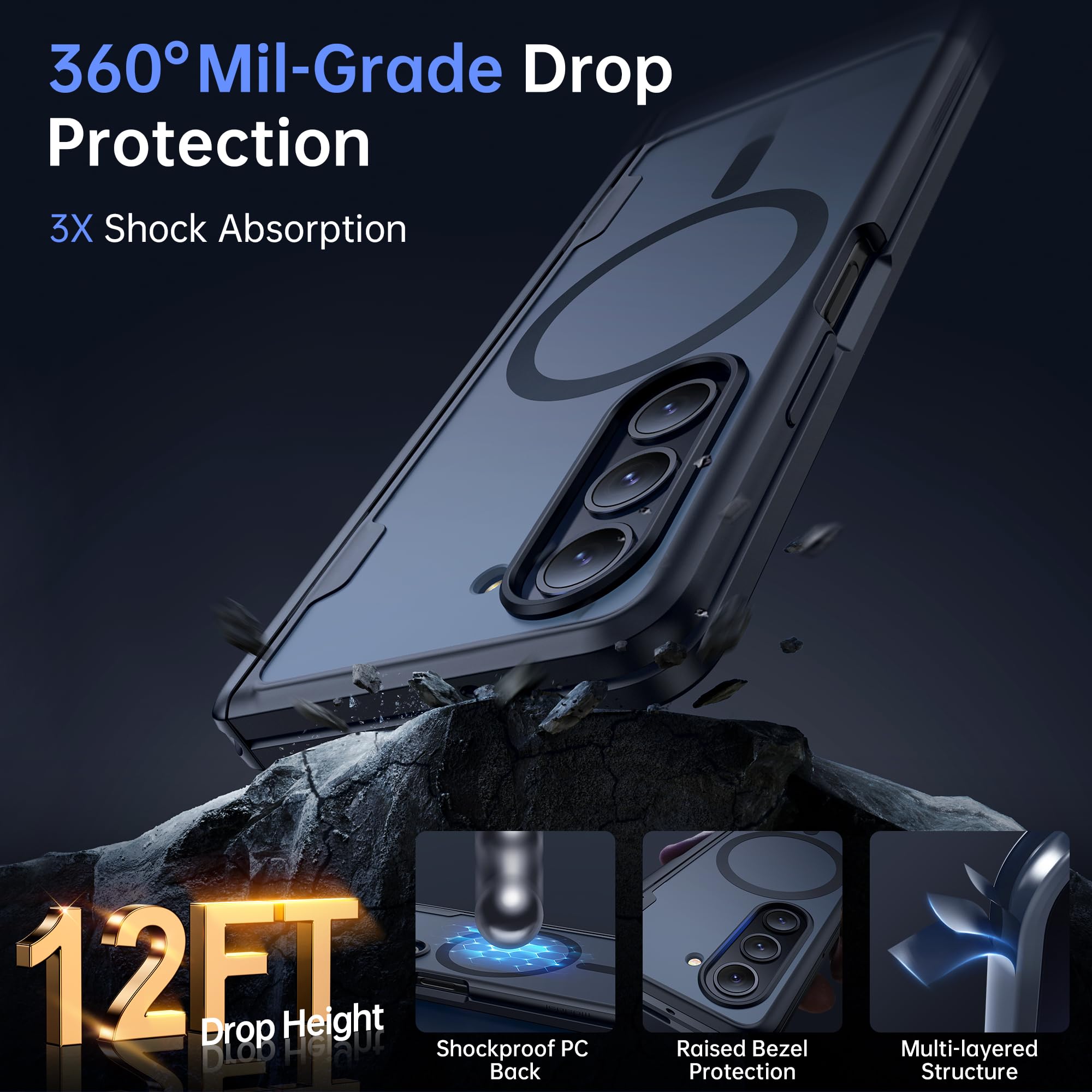 MOBOSI Coque pour Samsung Galaxy Z Fold 4, Compatible avec MagSafe, Protection de Charnière Intégrée et Protecteur d'Écran Coque de Téléphone Magnétique Corps Complet Fine et Robuste pour Z Fold4 avec