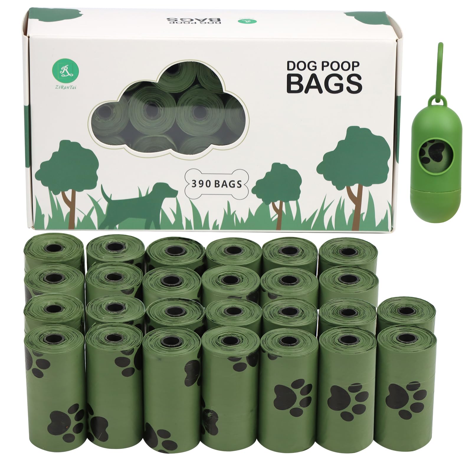 DARENYI 390 PCS Bolsas Caca Perro,Biodegradables,Bolsas Excrementos Perros, con 1Dispensador,Prueba,Material de Almidón de Maíz,Perros Accesorios