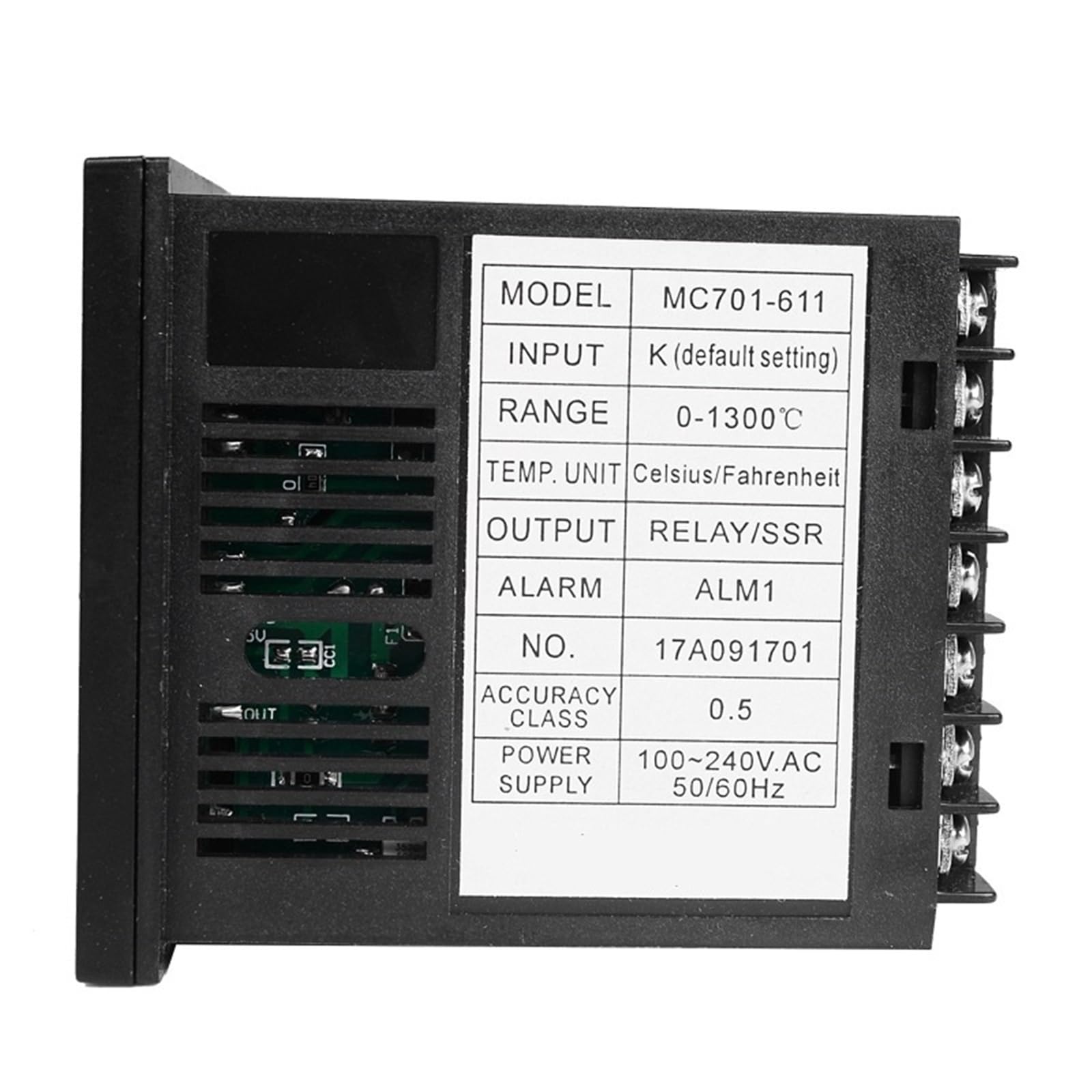 A22I MC701 Wodoodporny cyfrowy regulator temperatury PID z czujnikiem PT100 typu K, wejściem przekaźnikowym i wyjściem SSR