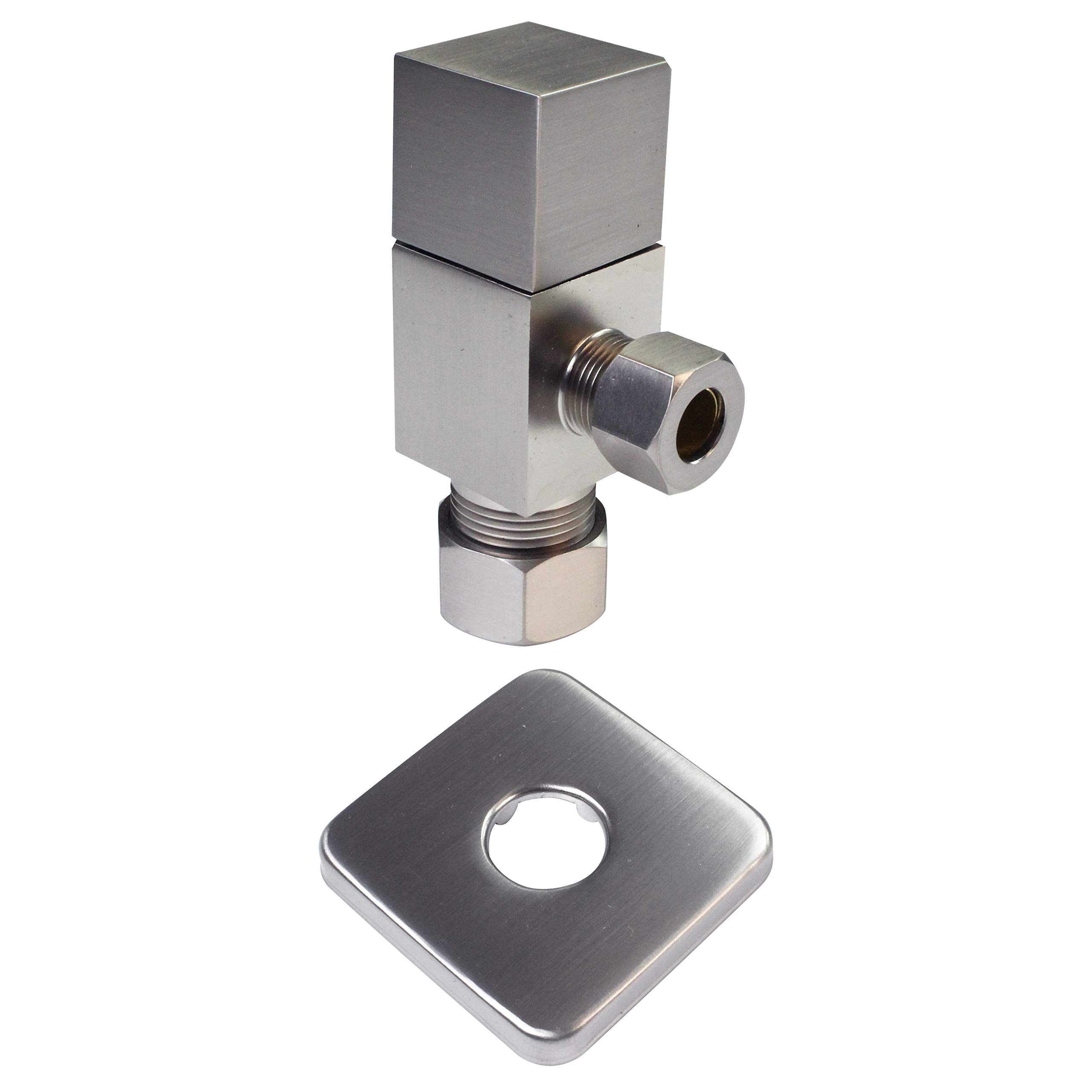 Westbrass D105QST-07 - Kit elevador de línea de suministro de inodoro de cabeza plana de 5/8 x 3/8 pulgadas de diámetro exterior x 20 pulgadas con mango cuadrado, tope de ángulo de giro de 1/4, níquel