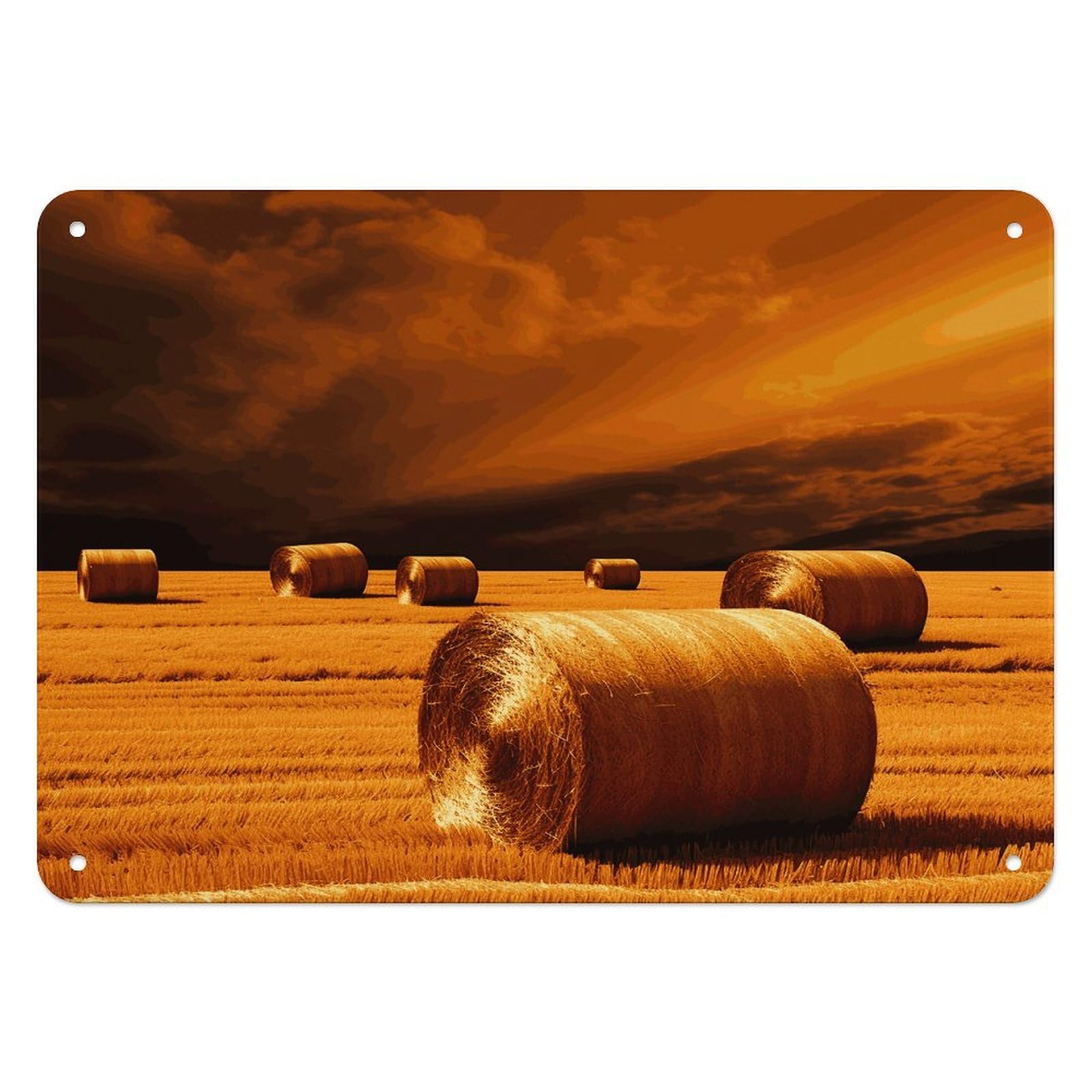 Btcowzrv Style Hay Bales Metal Sign, 5.5" X 7.9" Tin Wall Decor, Wall Art Plaques For Home Wedding Decor Room Living Room Decoration