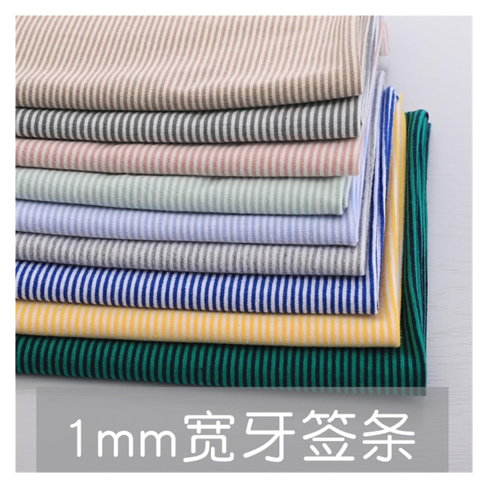 Tela a Rayas por Metros Algodón Tejido de punto a rayas | Elástico de algodón puro de 1mm for coser ropa, telas hechas a mano DIY(Bdby093,50cm 170cm)