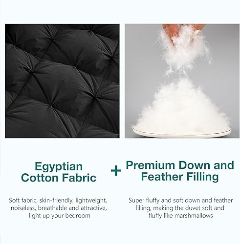 Miniatura 5 de KAKABELL Edredón de plumón de ganso tamaño California King para todas las estaciones ultra suave y cómodo edredón de plumas de ganso con funda de