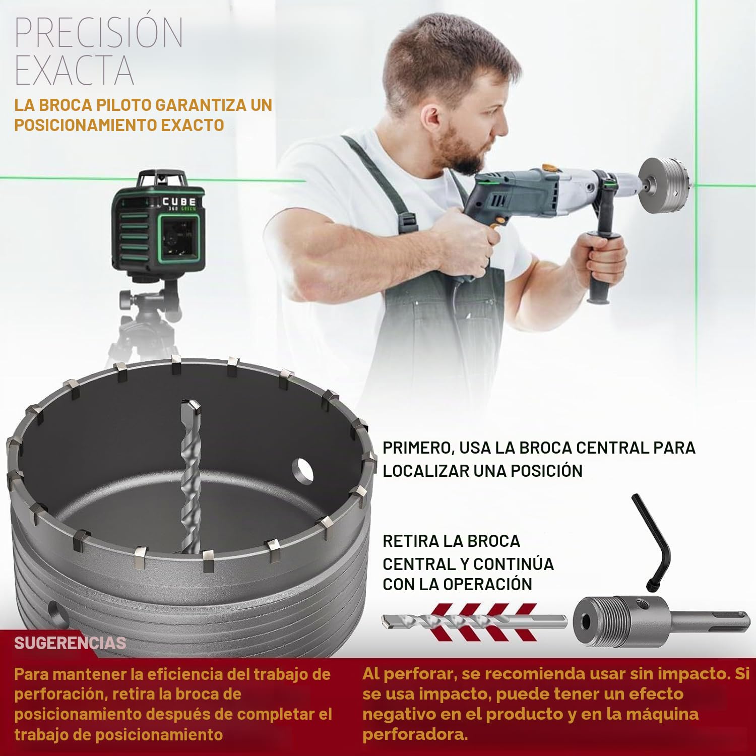 DAIMIT Juego de Coronas para Hormigón de 20 Piezas SDS Plus & Max, Tamaños 30-110 mm