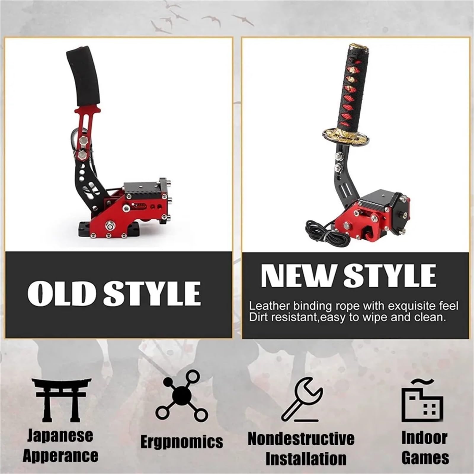 Dźwignia Hamulca Ręcznego Samochodu 15CM/26CM Katana Hamulec ręczny Miecz samurajski Hamulec ręczny do USB G25/27/29 T300 T500 PC SIM Gry wyścigowe Czarny Czerwony