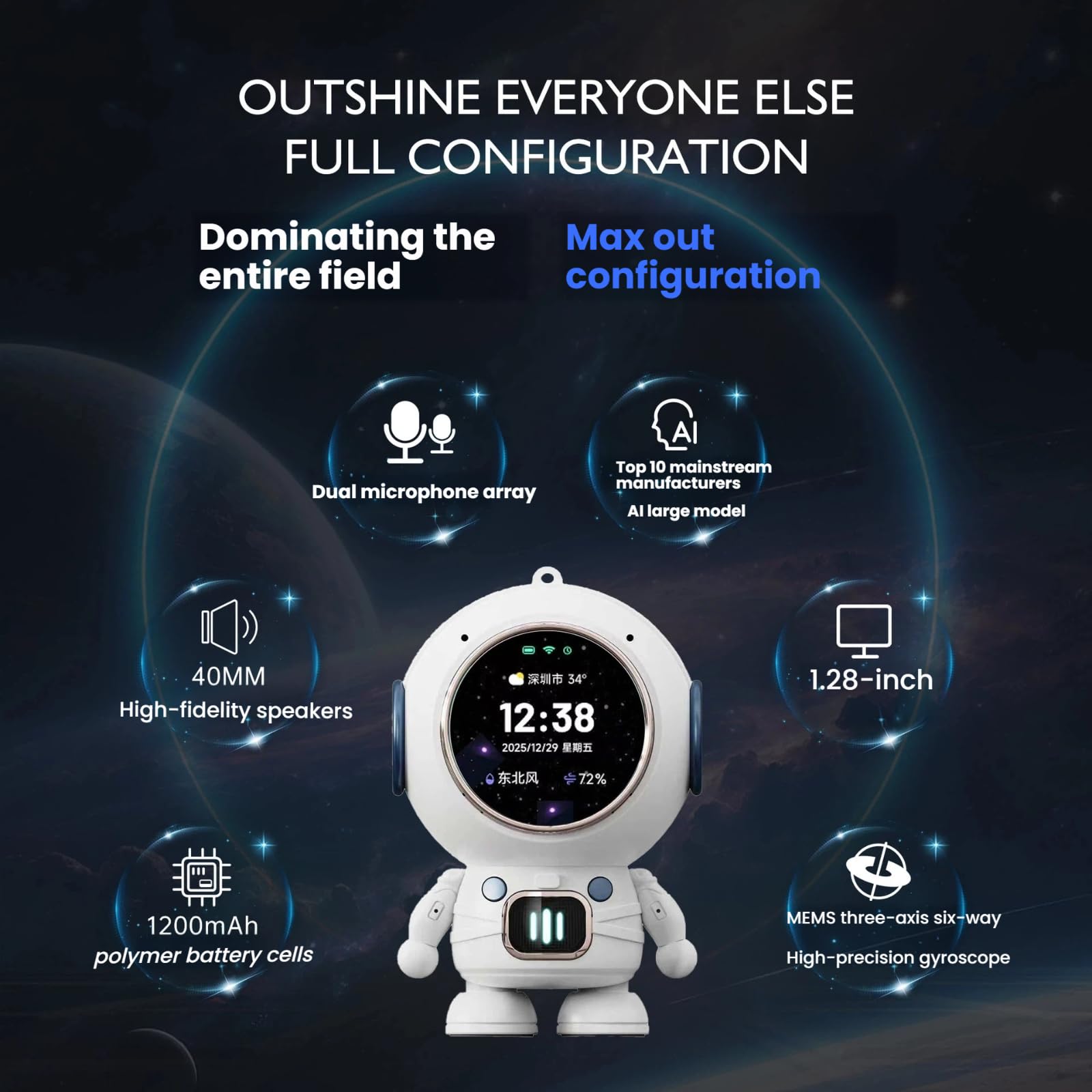 Astronauta AI Companion Robot Con 10 Modelli AI Sveglia A Distanza 1 Secondo Risposta Robot Intelligente Educativo Gioca E Impara