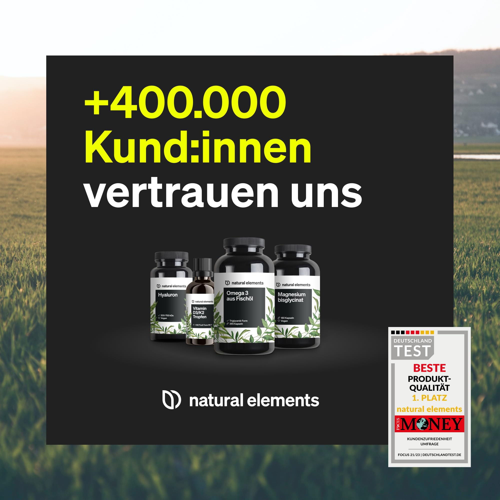 natural elements L-Tryptophan - hochdosiert mit 500mg je Kapsel - 240 vegane Kapseln - 8 Monate Reichweite - Aus pflanzlicher Fermentation - Laborgeprüft, ohne unerwünschte Zusätze, vegan