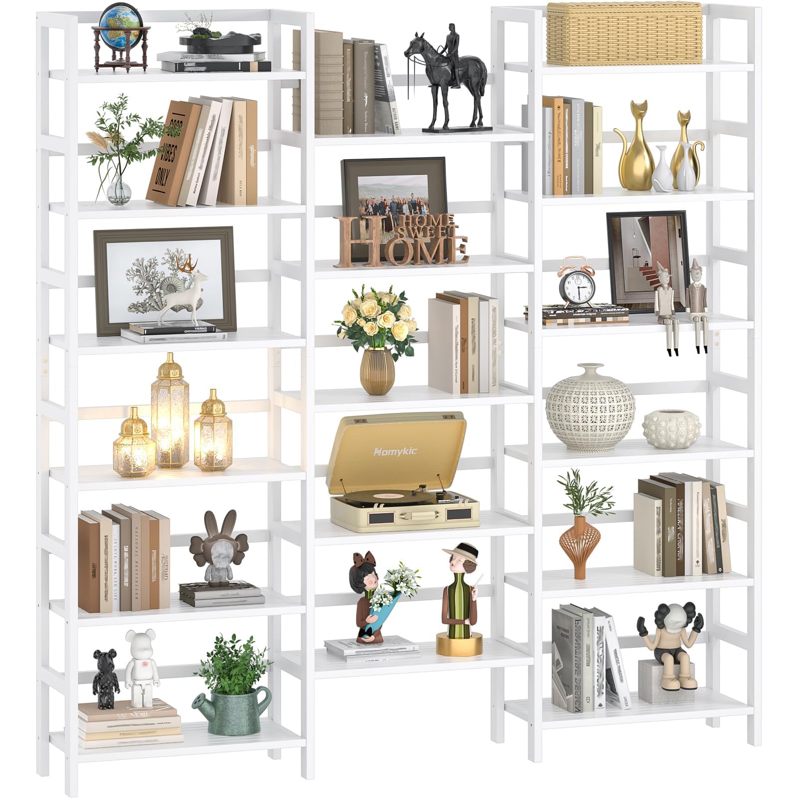Homykic Bamboo Bookshelf 71 Triple Wide