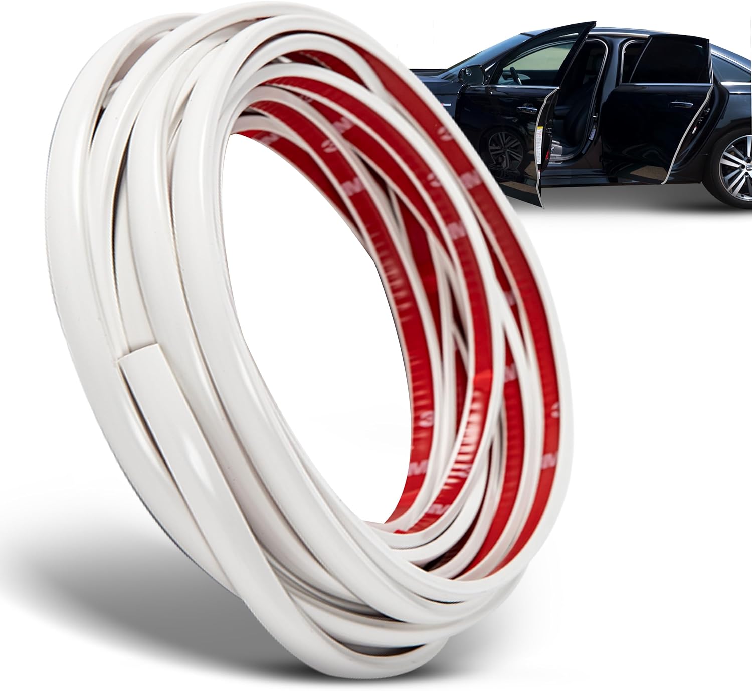 True Line Automotive White Car Door Edge Guards 6 FT Car