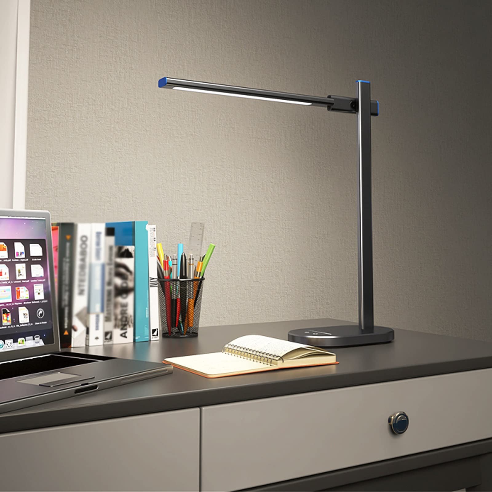 lampe de bureau Lampe de bureau DIMMABLE 12W LED Protection des yeux Lampe de bureau avec port USB et mémoire de mémoire Lampe de bureau haute intensité, 3 modes de couleur 7 Niveau de luminosité lamp