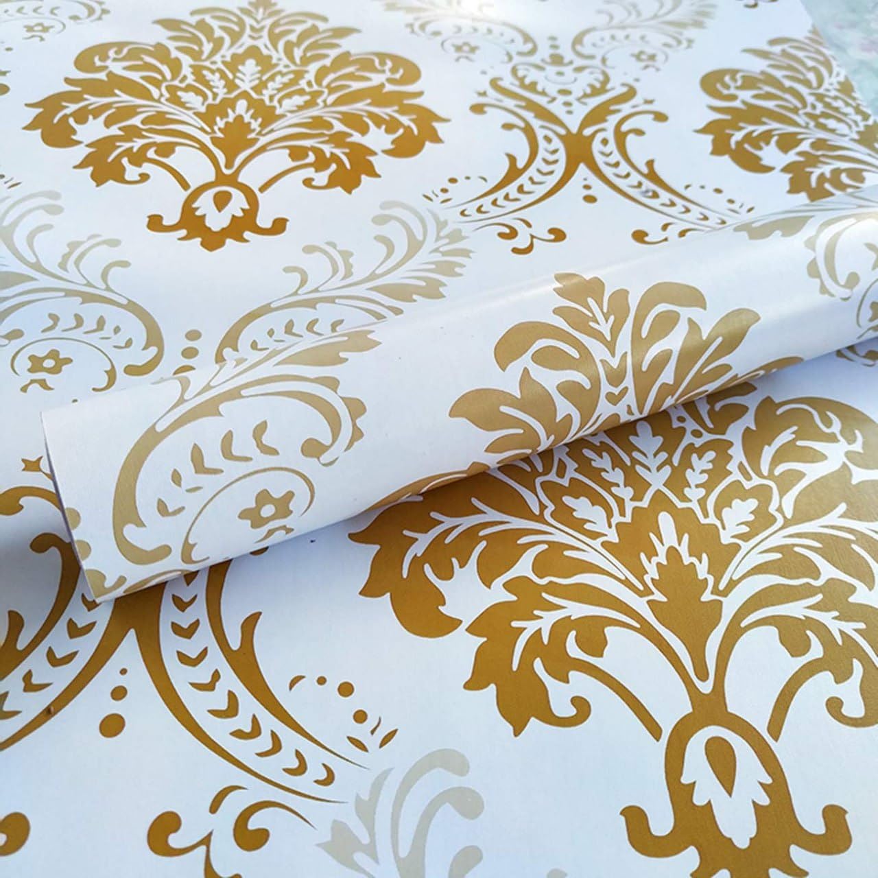 Purvaa Collection Wallpaper for Kitchen Wall Oil Proof self Adhesive Wallpaper Stickers Kitchen,Bedroom, Living Room Furniture Waterproof45X250 (PU-White Golden Luxury Wallpaper) (B0DFY9968W) Amazon Price History, Amazon Price Tracker