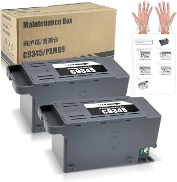 2-Pack C9345 Ink Maintenance Box Tank, Replacement for E-pson ET-8550 ET-5800 ET-16650 ET-16600 ET-5850 ET-5880 ET-8500 WF-7820 WF-7840 WF-7310 EC-C7000 ST-C8000 ST-C8090 Printer