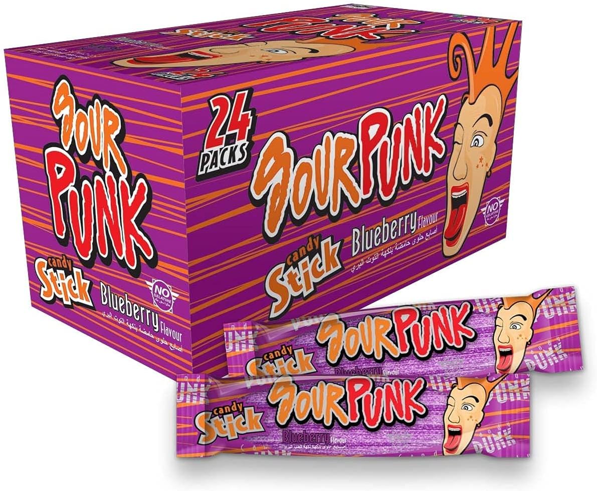 Candy Sticks, Blueberry Flavor - Pack of 24 (40g each), Sweet and Sour Chewy Candies || Party Treats Pack || Share with Freinds and Family