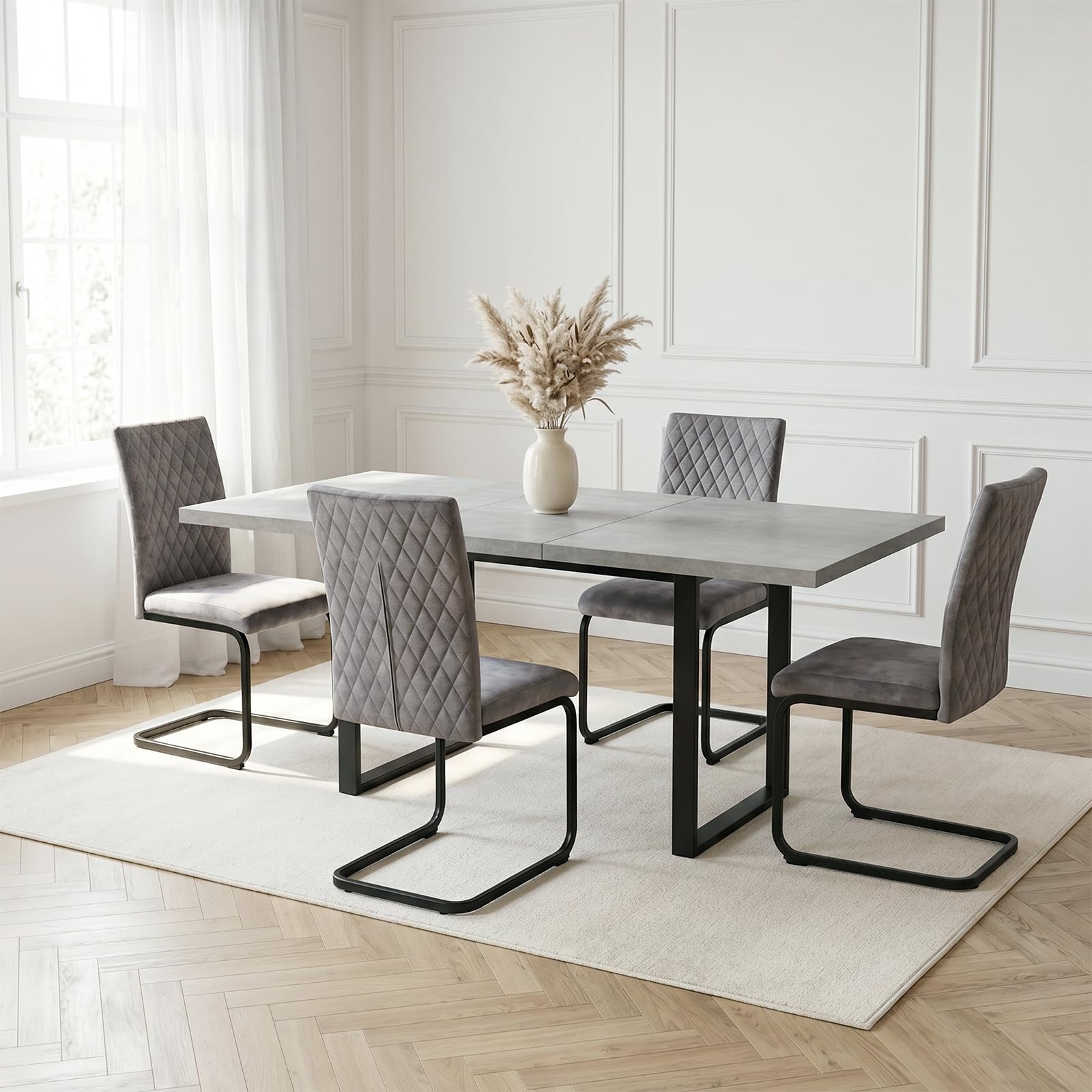 Chaise cantilever tissu gris JIEXI solide 150kg pour en finir avec le mal de dos à table