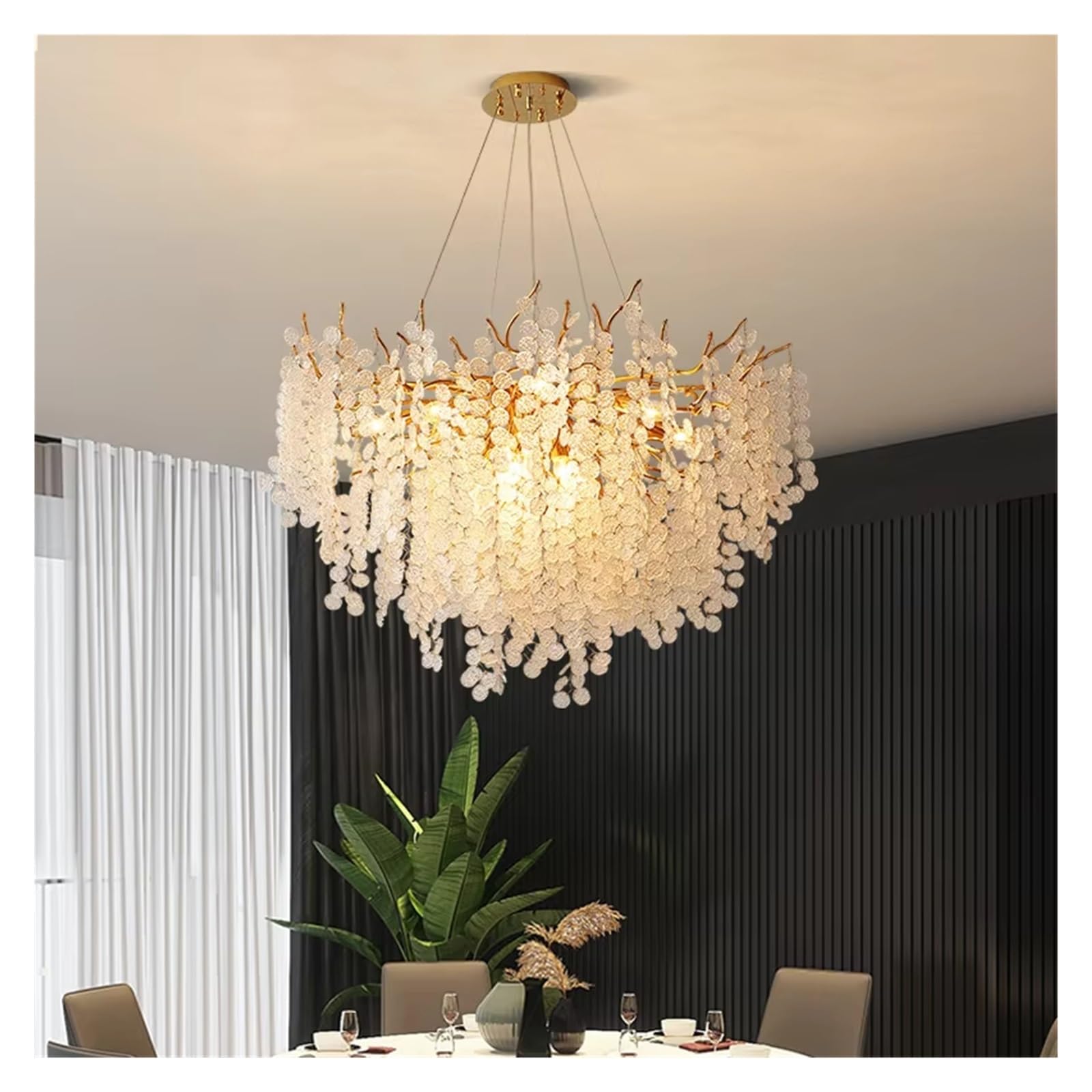 ASerZenith Nordic Ceiling Crystal Chandelier Gold Luxury Pendant Light For Living Room Hotel Hall Villa Decoration Indoor Decor,Changeable Light-60Cm Round