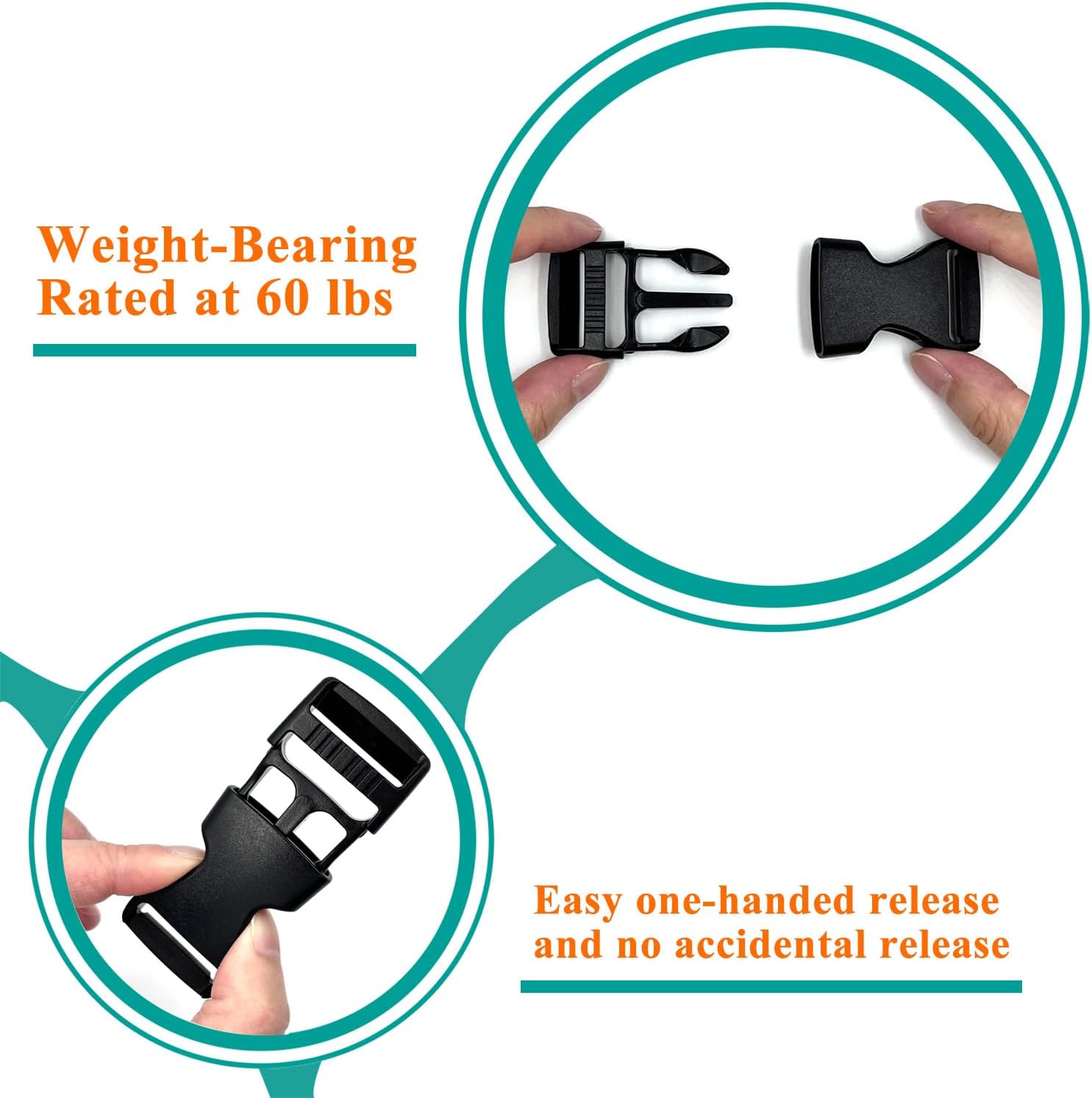 Black Quick Side Release Buckle Flat 1 Inch Wide 8 pcs One Side Adjustable Clips Snaps Heavy Duty Plastic Replacement for Nylon Strap Boat Cover Backpack Nylon Webbing Belt - Image 6