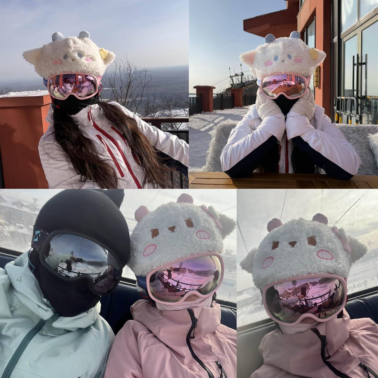 Ski Helmet Cover,Sheep Plush Hat, Snowboarding and Skiing Helmet Accessory,Fits Most Standard Helmets