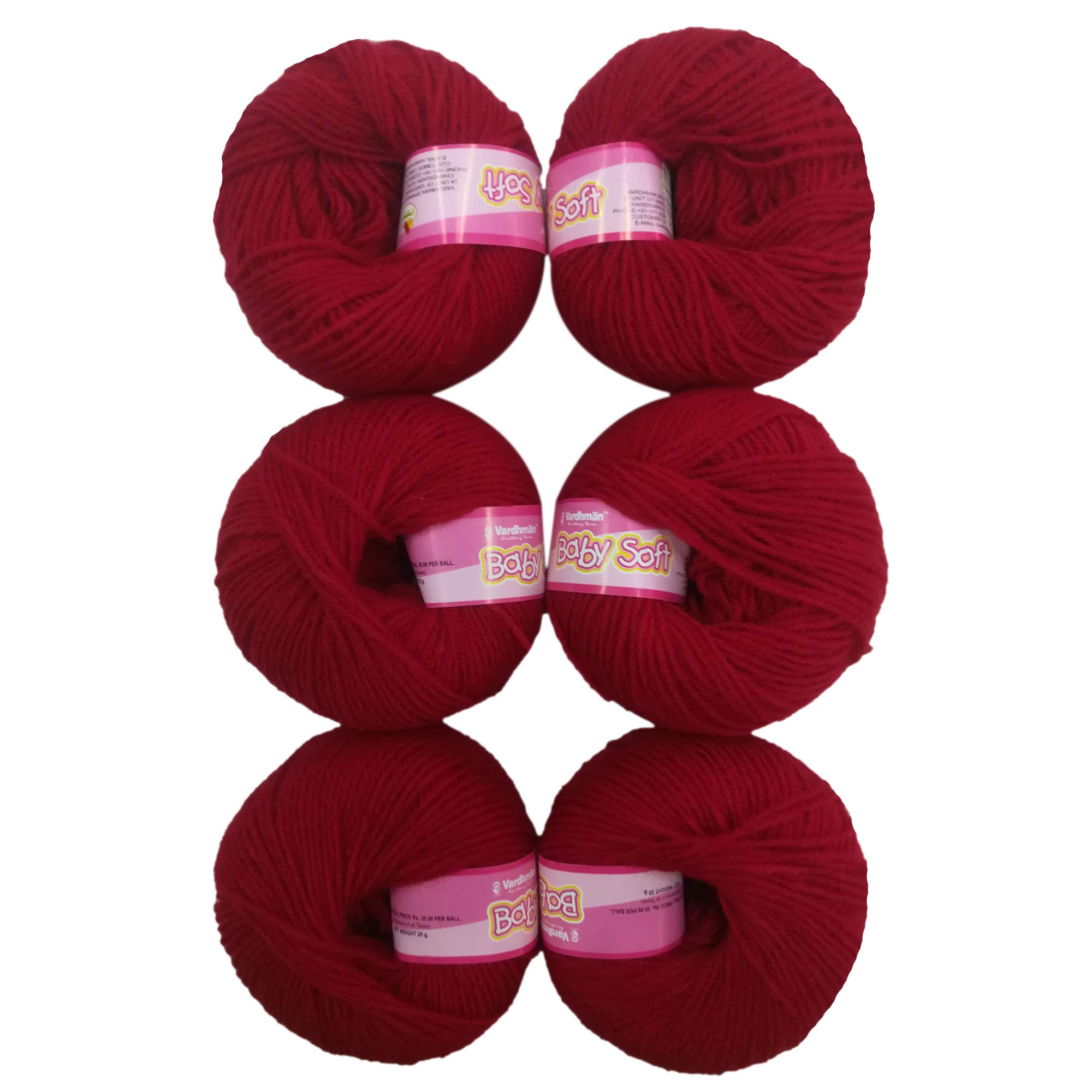 Vardhman Art & Craft Knitted Maroon Color Thread Yarn Wool (Pack of 6)
