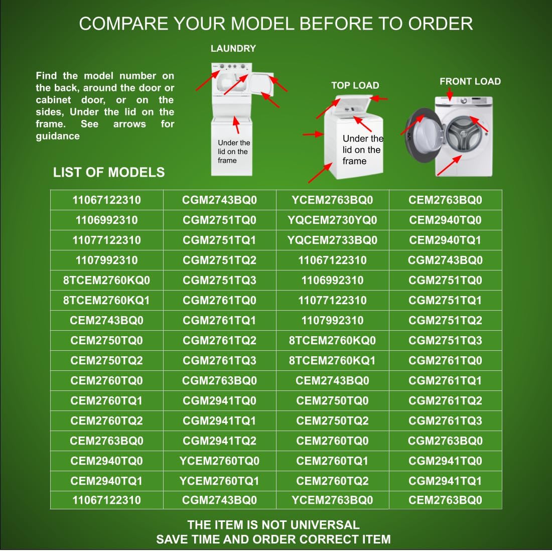 W10045440, W10920661, W11120478 CKD120478X compatible with Kenmore, Whirlpool Dryer Timer fits old number W10045440, W10920661, W11120478