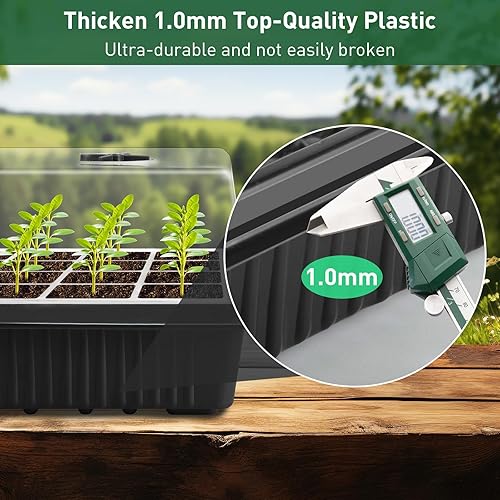 Miniatura 2 de YAUNGEL Bandejas de inicio de semillas, kit de bandeja de inicio de semillas XL gruesa con cúpula de humedad bandejas de cultivo duraderas para