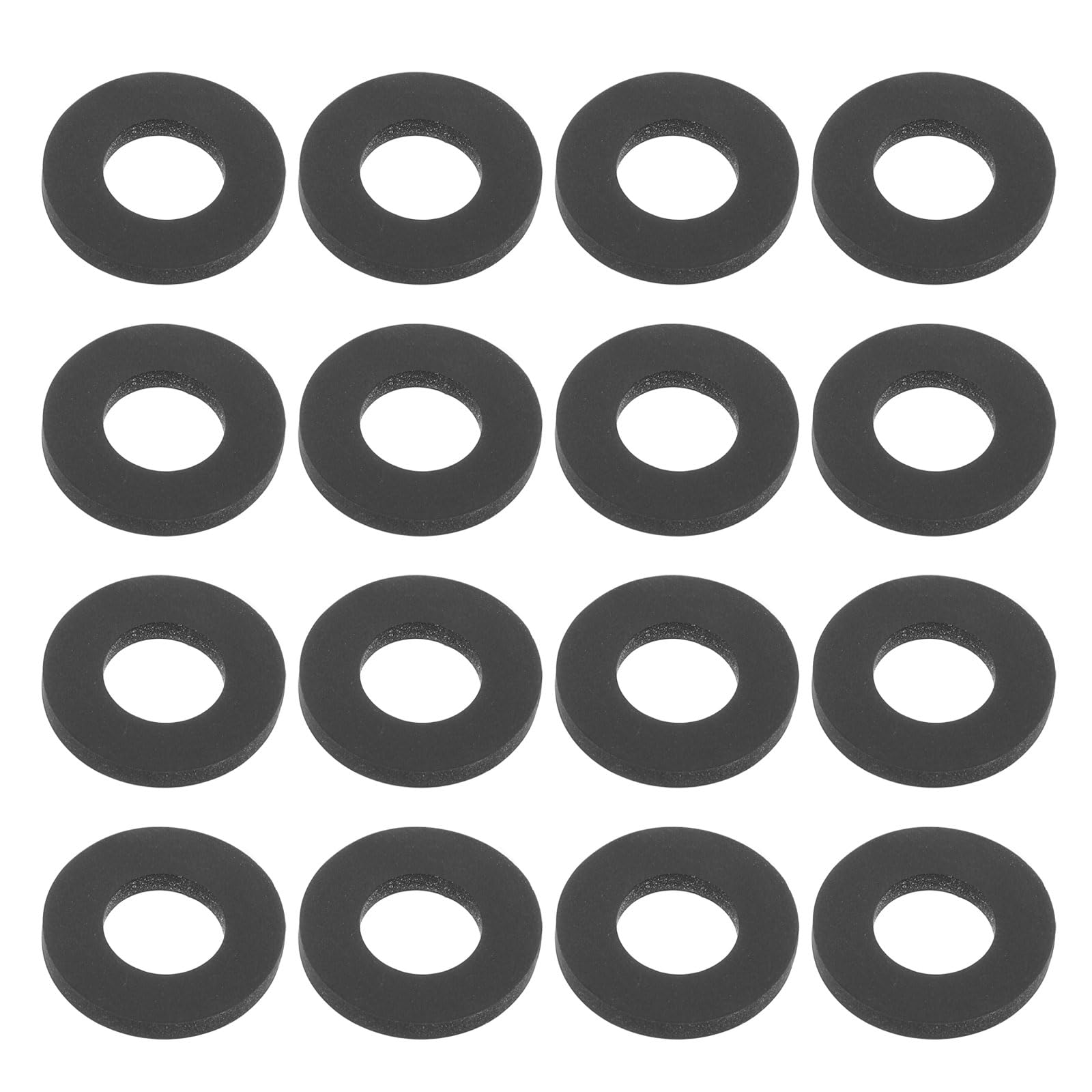 DEFANEX 16Pcs Silicone Flat Washer (ID M8mm OD 16mm Thick 2mm) - Soft & Flexible O Sealing Ring Fastener Sealing Spacer Gasket Accessories for Shower Head Water Hose Valve Pump, Black