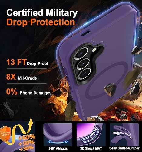 Miniatura 4 de TISOOG Funda magnética fuerte para Samsung Galaxy S24, compatible con MagSafe, probada en caídas de grado militar, funda protectora translúcida mate