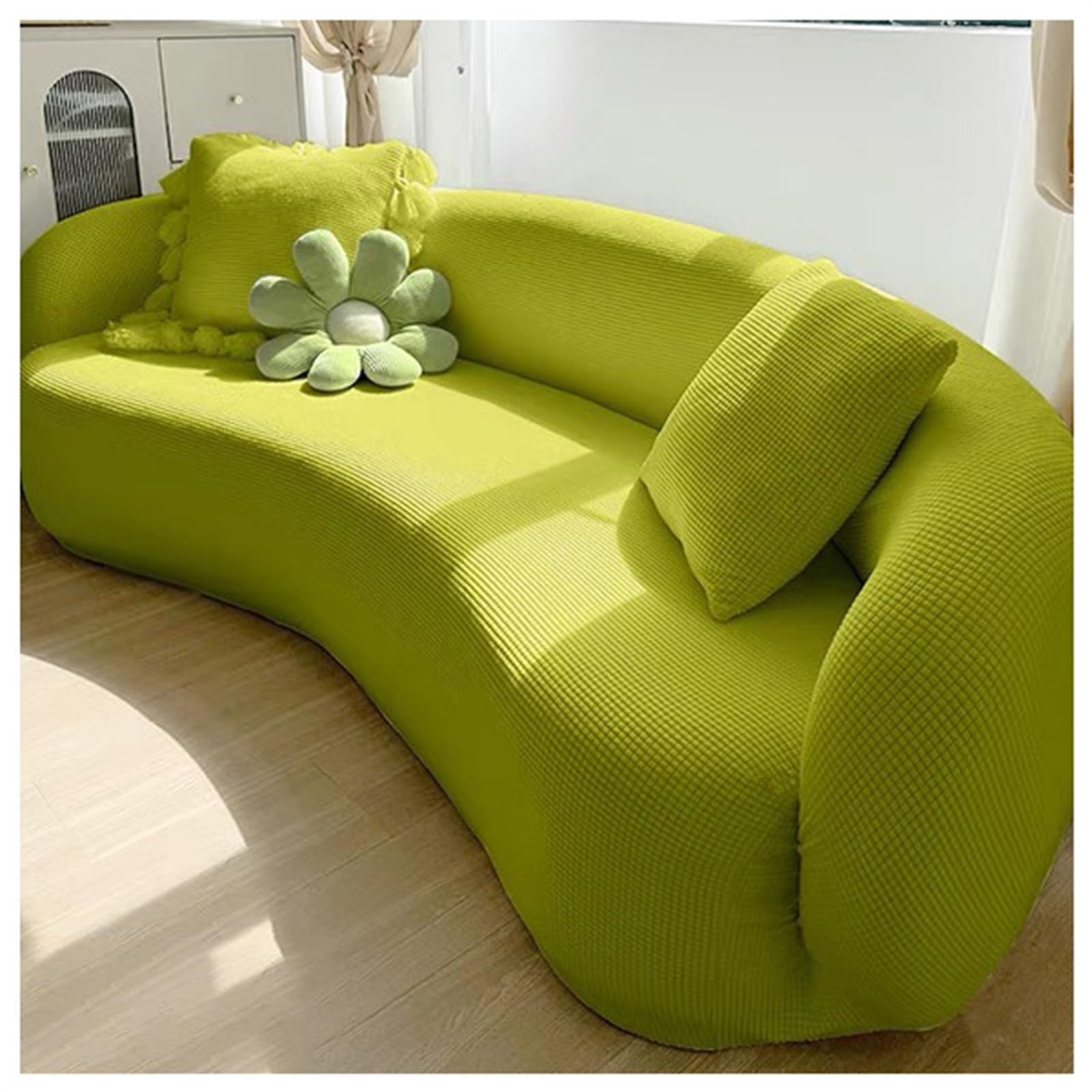 Housse de canapé semi-circulaire vert fruit pour illuminer votre salon de taille S