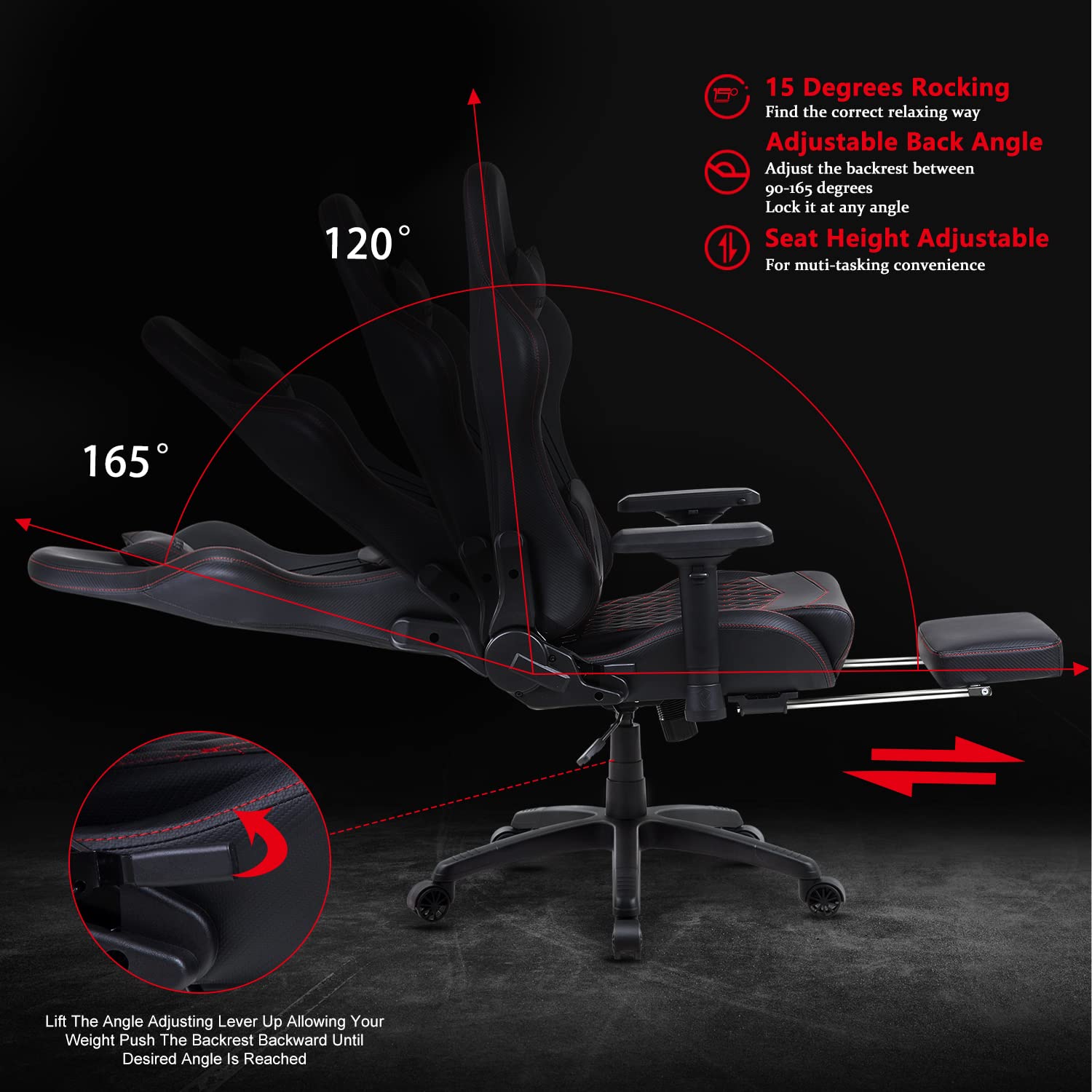 Dowinx Chaise de gaming ergonomique avec massage lombaire et repose-pieds, en cuir synthétique blanc