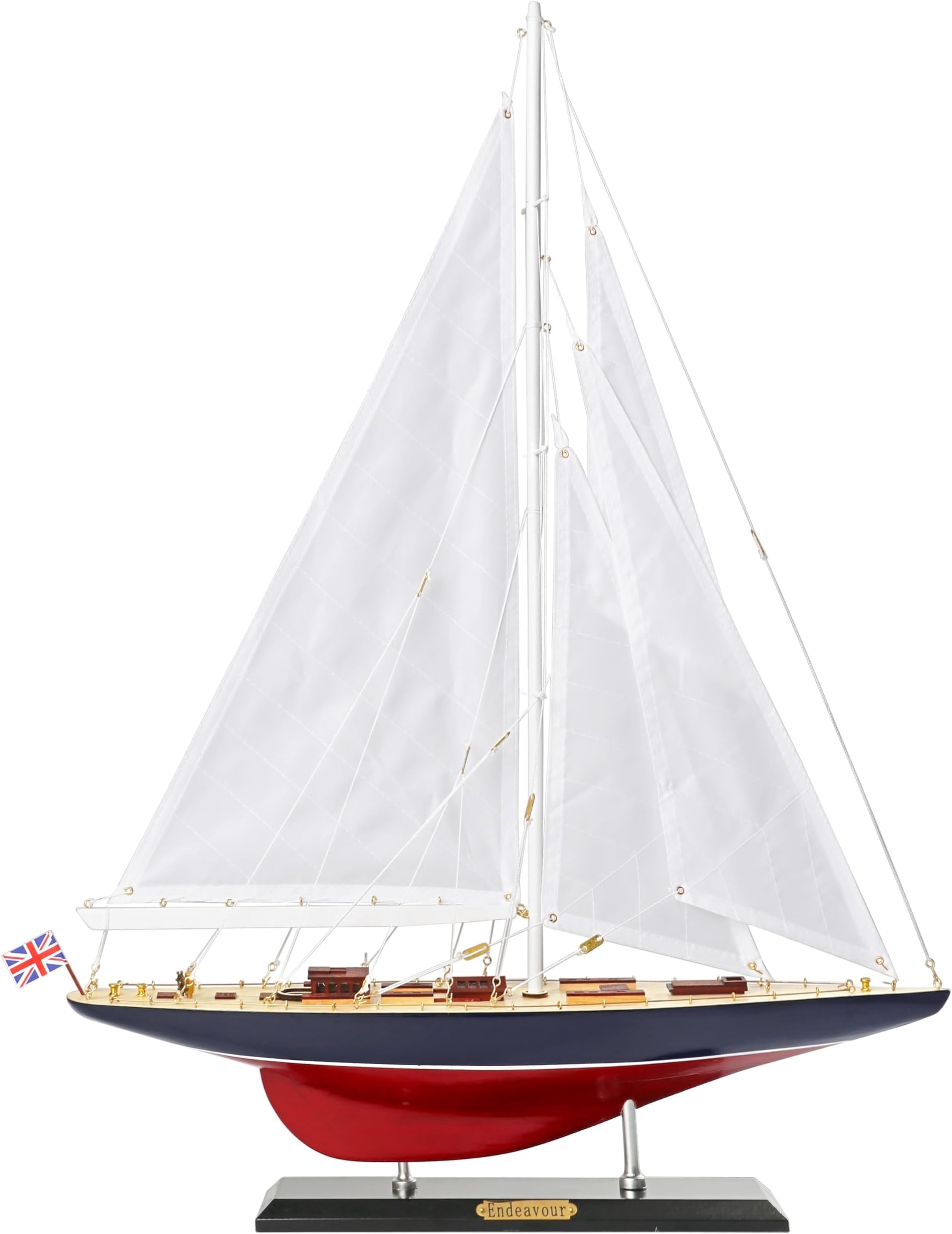 Wooden Sailboat Decor Ship Model 28" Endeavour America's Cup Scale Yacht Replica Nautical Home Accents