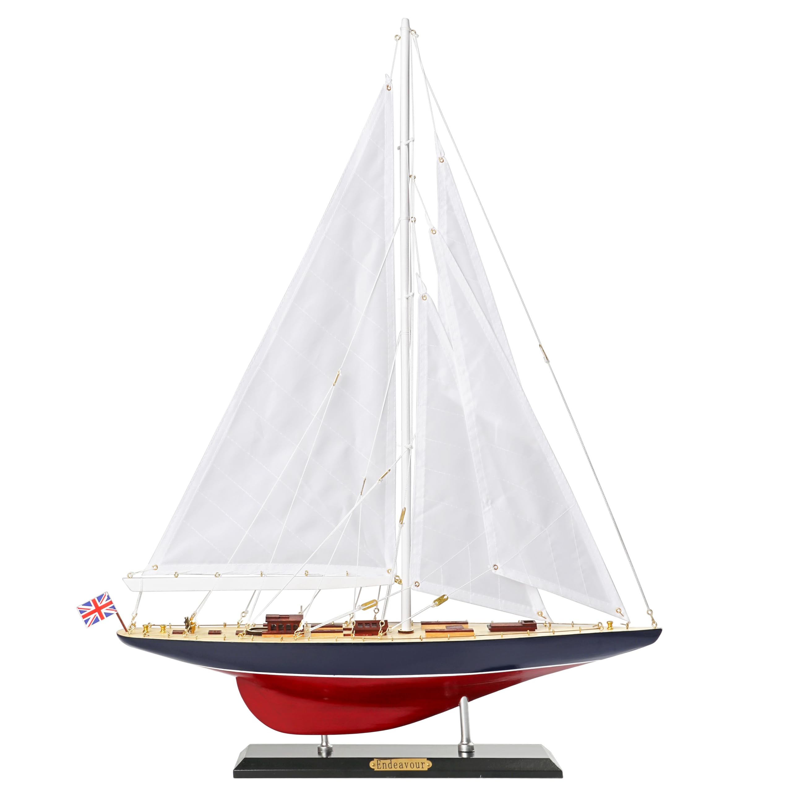 Wooden Sailboat Decor Ship Model 28" Endeavour America's Cup Scale Yacht Replica Nautical Home Accents