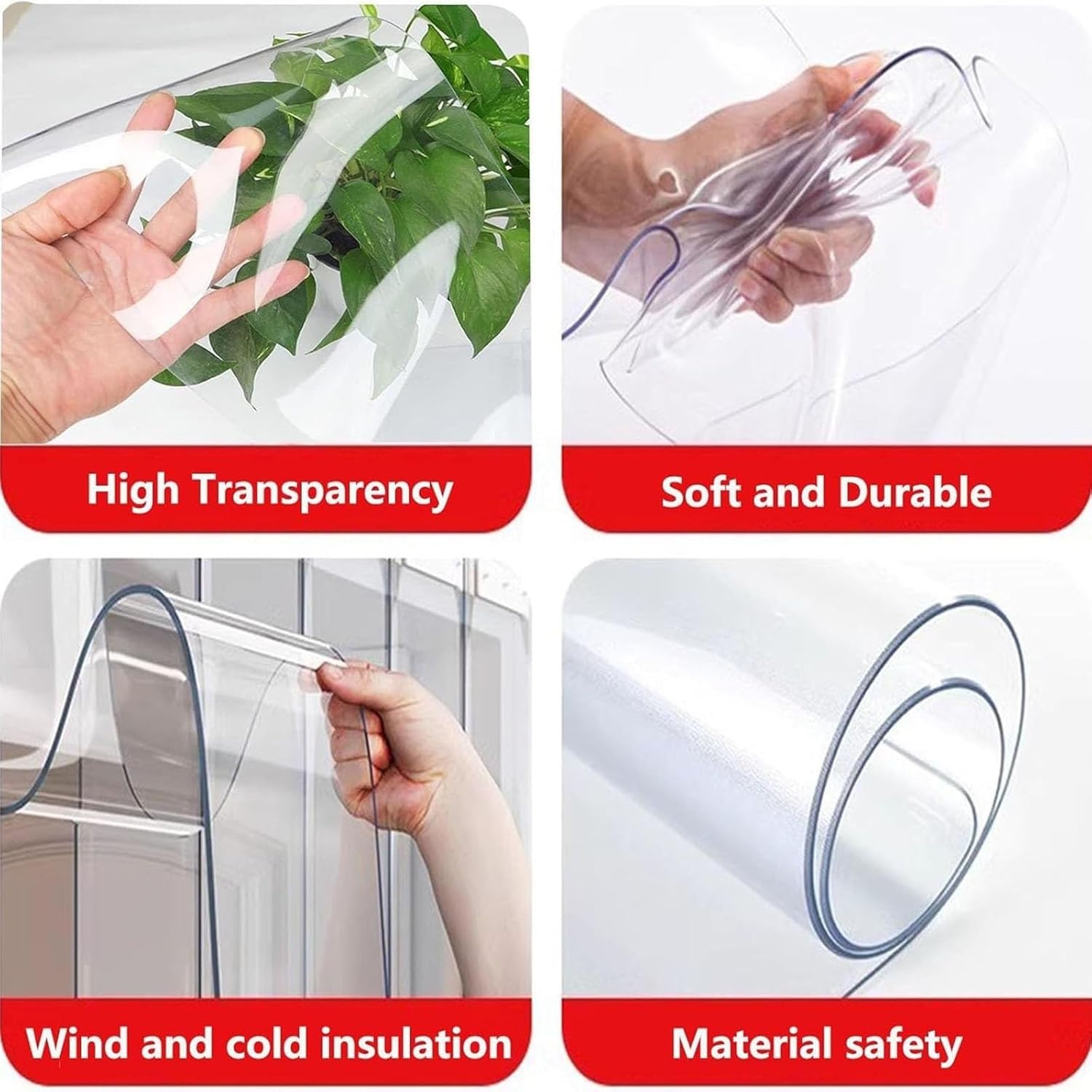 Tenda a strisce in PVC impermeabile trasparente in vinile per porte, 1,3 mm, divisorio per interni ed esterni (1,05 x 2,1 m)