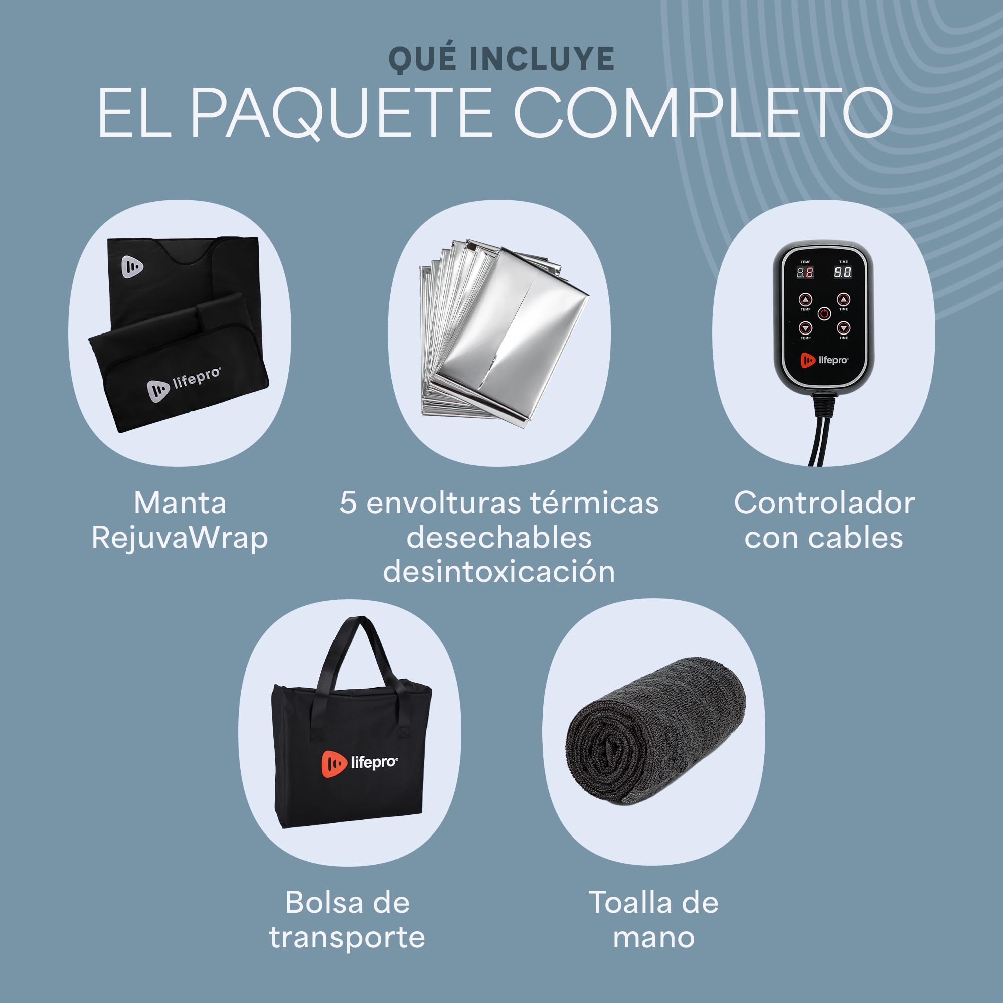 LifePro RejuvaWrap Manta de Sauna Infrarroja 9 Niveles de Calor 35-80°C