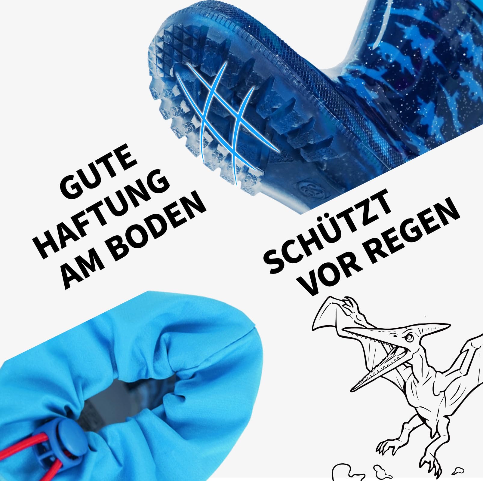 Gummistiefel Kinder, Regenstiefel Kinder, Gummistiefel Jungen, Kinder Gummistiefel mit Schnürzug, Wasserdicht, Anti-Rutsch Sohle