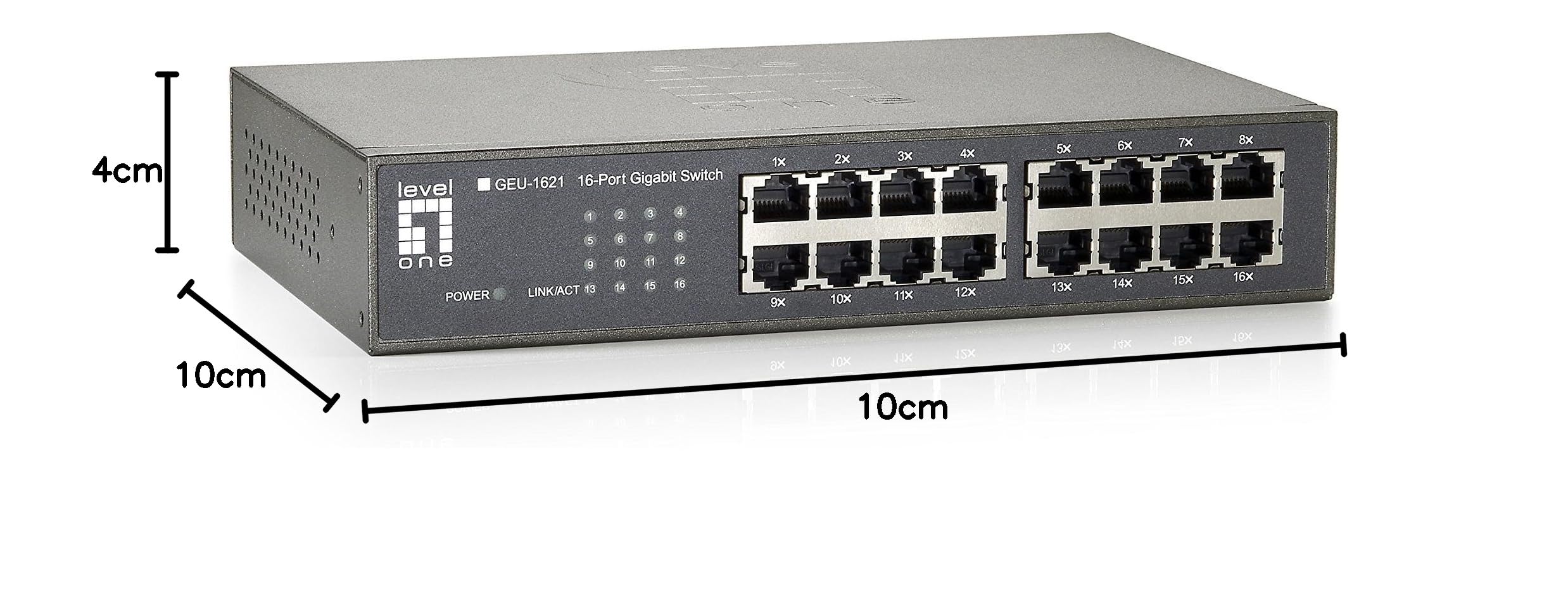 LevelOne Switch 16 Puertos Gigabit - Switch de Red (No administrado, Gigabit Ethernet (10/100/1000), Bidireccional Completo (Full Duplex), Montaje en Rack)