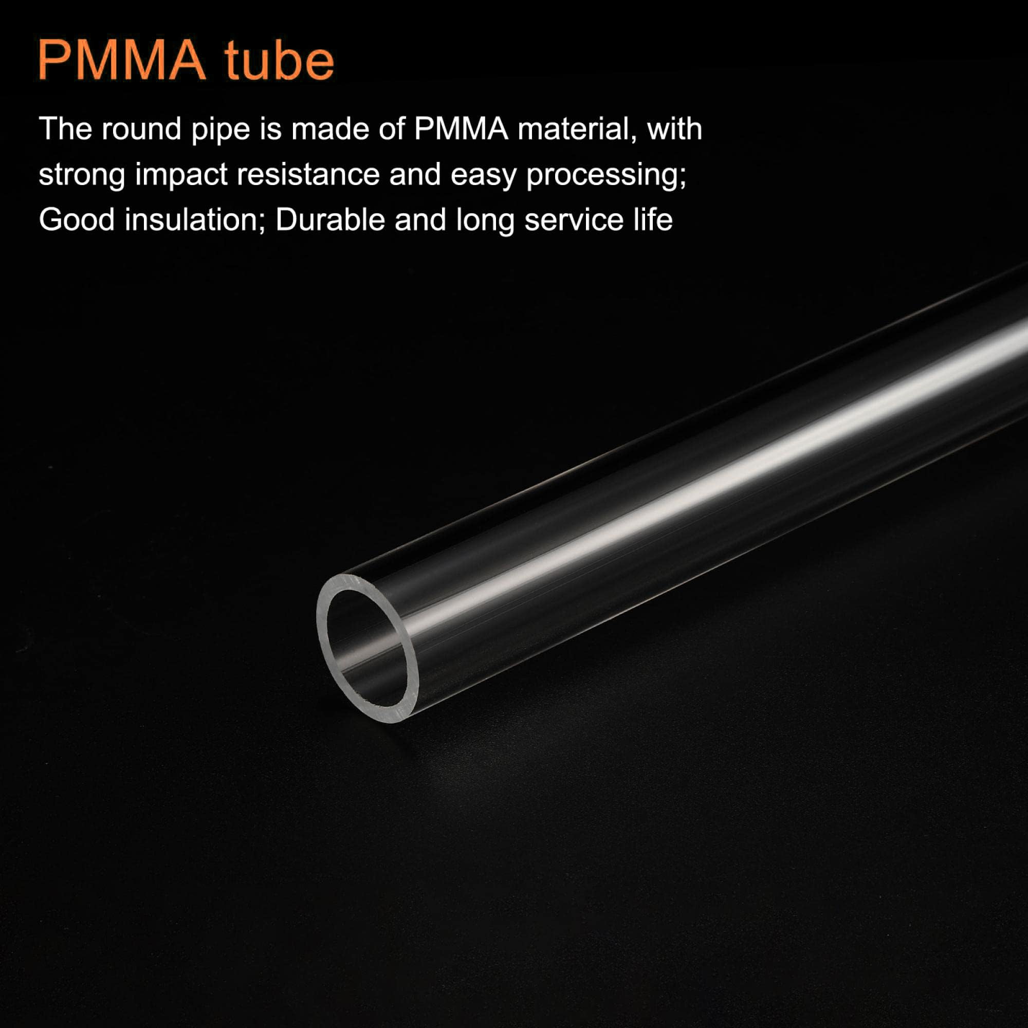 Unifizz Tubo in plastica acrilica trasparente, rotondo, rigido, diametro interno 31 mm, diametro esterno 35 mm, per illuminazione, modelli, impianti idraulici, artigianato