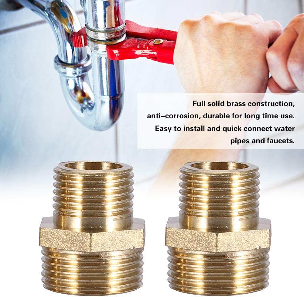 Brass Pipe Fitting,External Thread 3/4" to 1/2" Hex Nipple Reducing Male Pipe Water Tube Fitting Quick Set (Intensification)