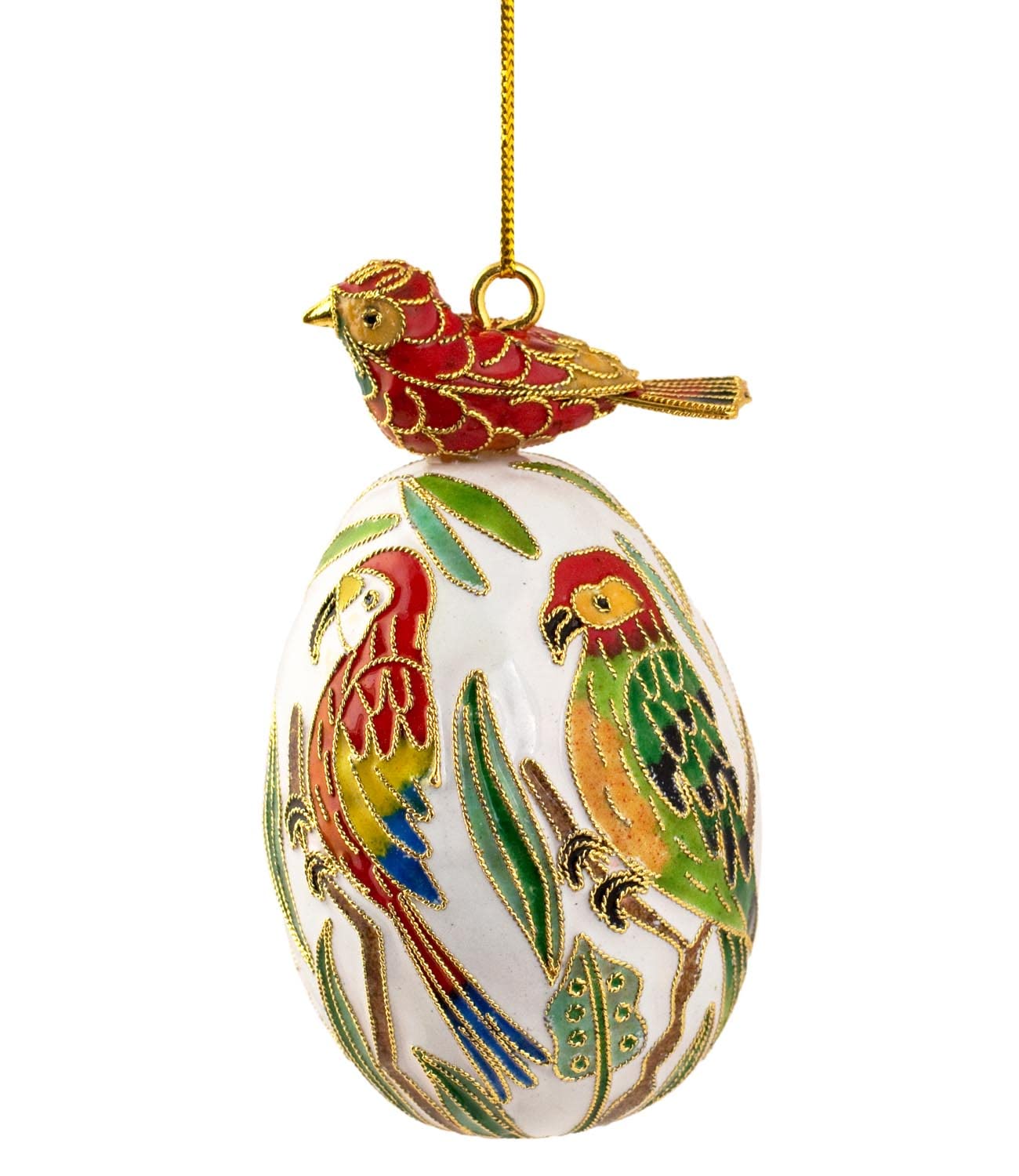 Handmade Cloisonne Red Bird Egg Hanaging Ornament
